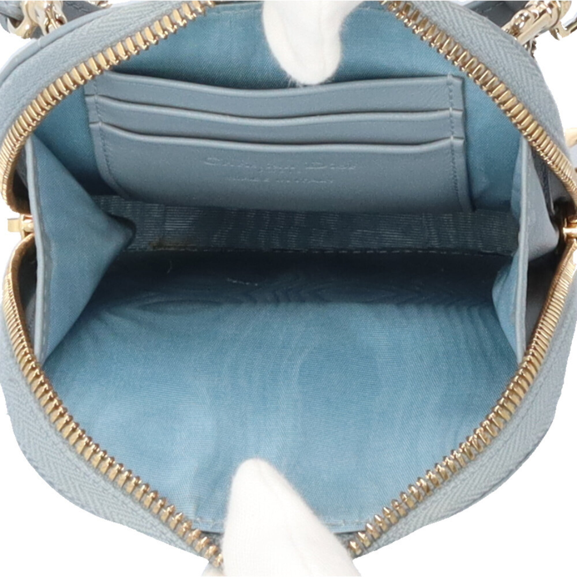 Christian Dior Lady Dior Blue Leather Shoulder Bag (Pre-Owned)