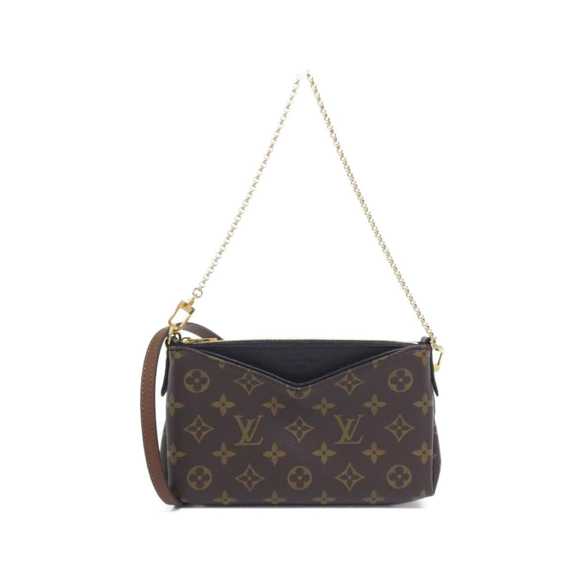 Louis Vuitton Monogram Black Marron Coated Canvas Shoulder Bag (Pre-Owned)