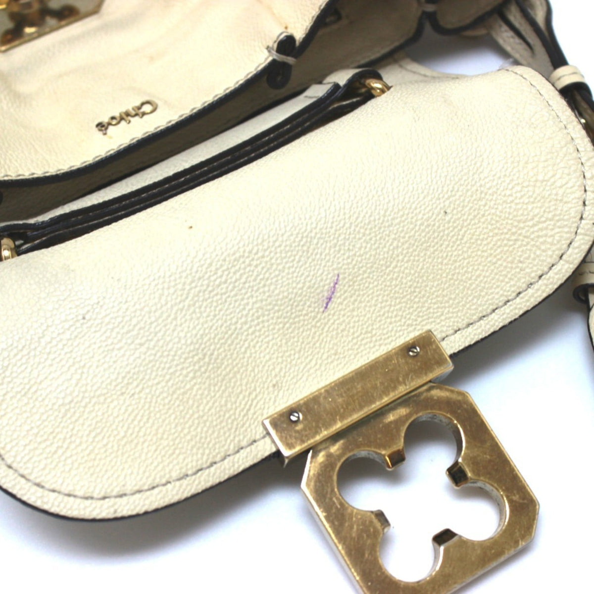Chloé Elsie Beige Light Beige Leather Handbag Shoulder Bag (Pre-Owned)