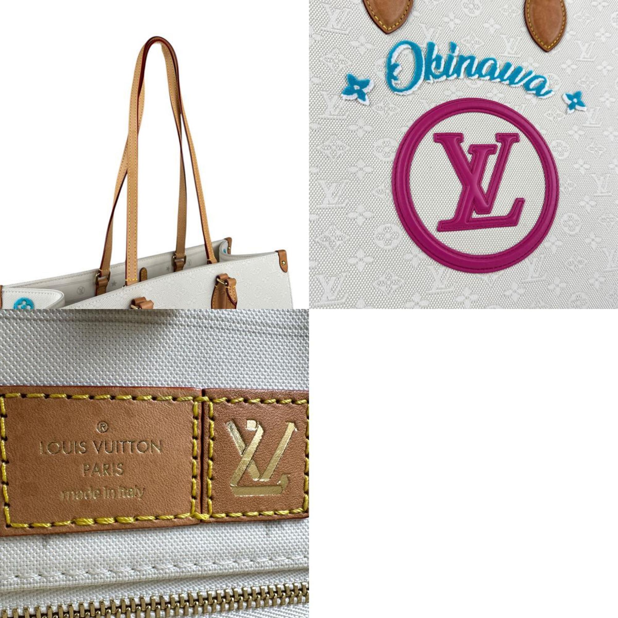 Louis Vuitton White Canvas Handbag Tote Bag (Pre-Owned)