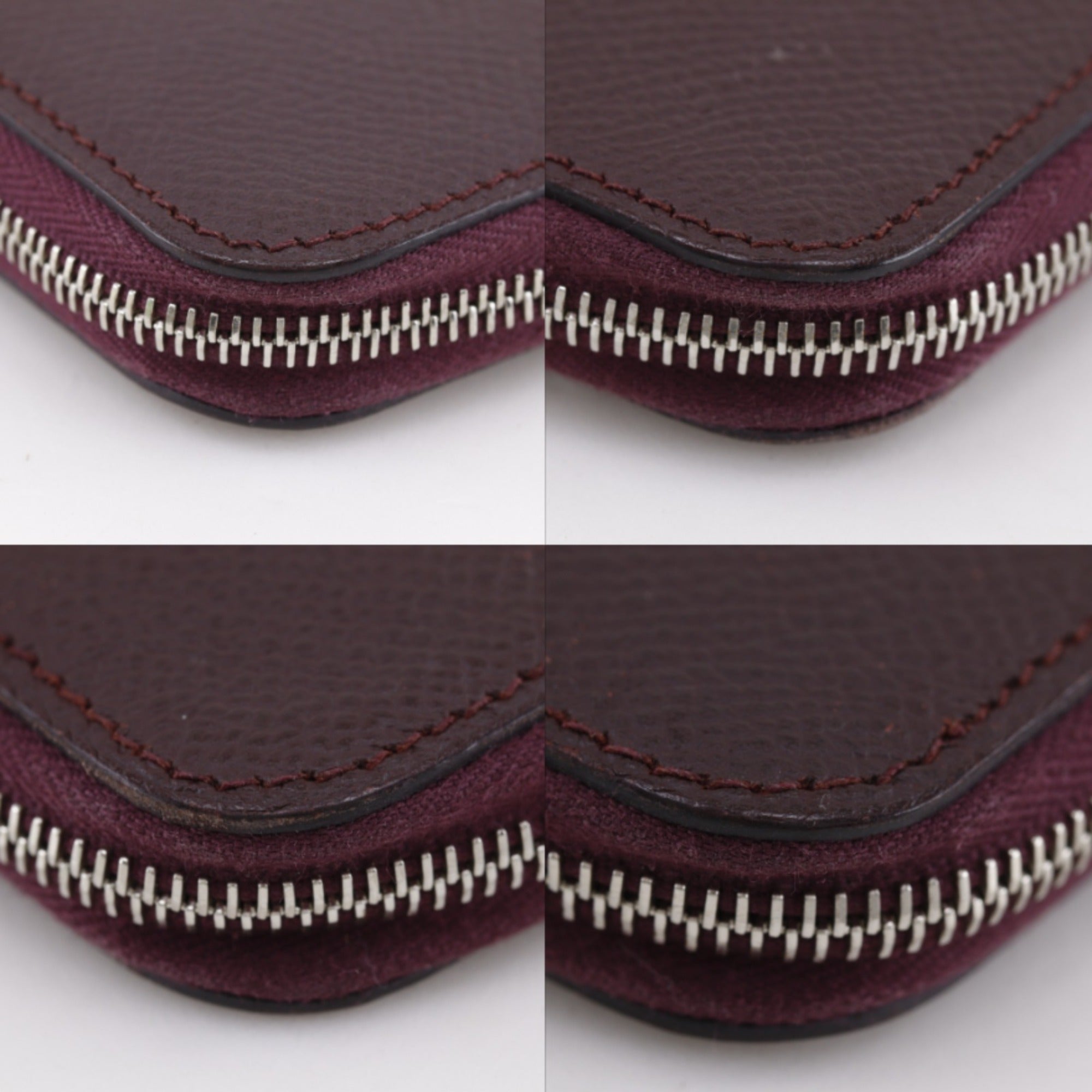 Hermes Red Color Wine Epsom Leather Long Wallet (Bi-Fold) (Pre-Owned)