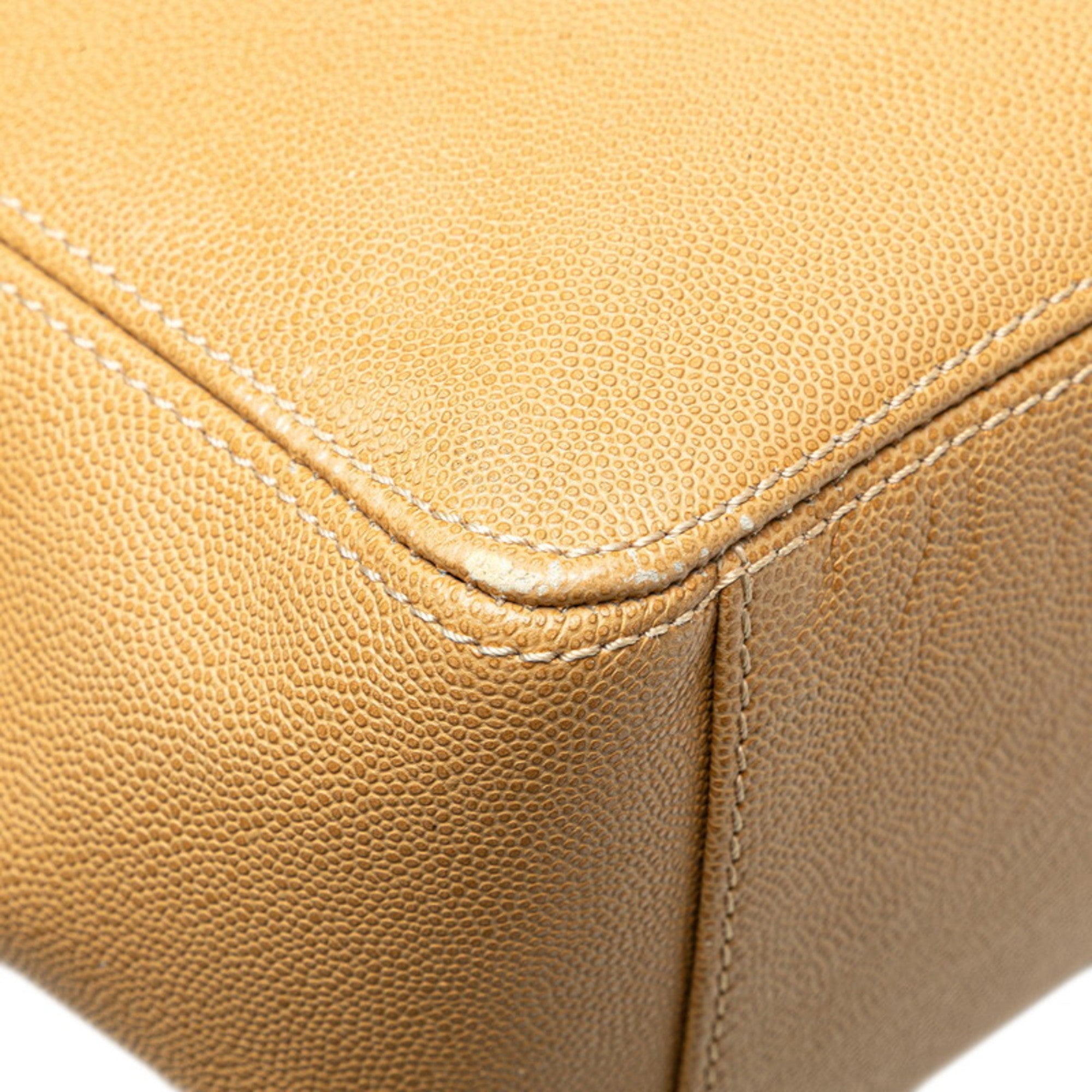 Chanel Beige Grained Calfskin Plastic Shoulder Bag Tote Bag (Pre-Owned)