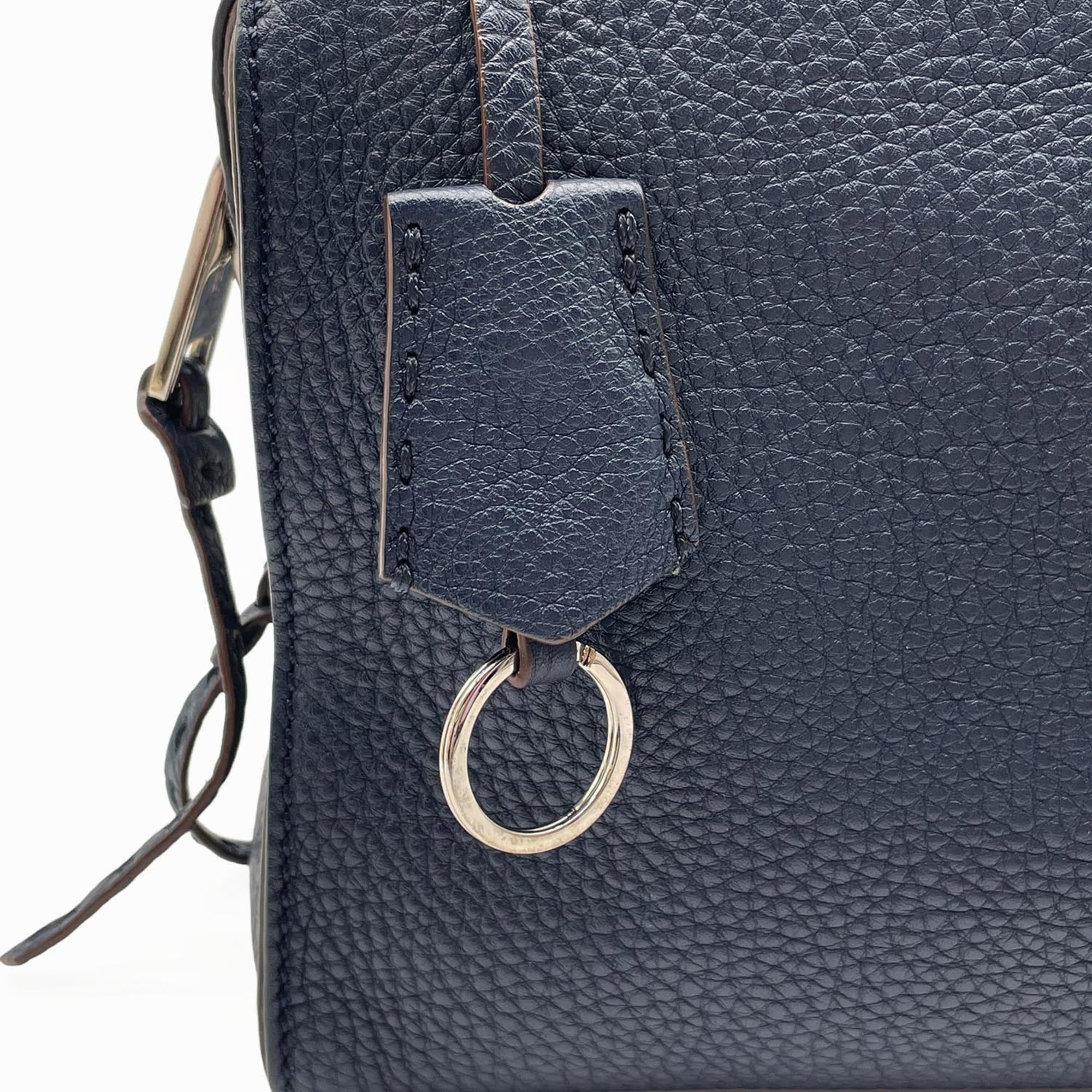 Fendi Navy Leather Boston Bag Shoulder Bag (Pre-Owned)