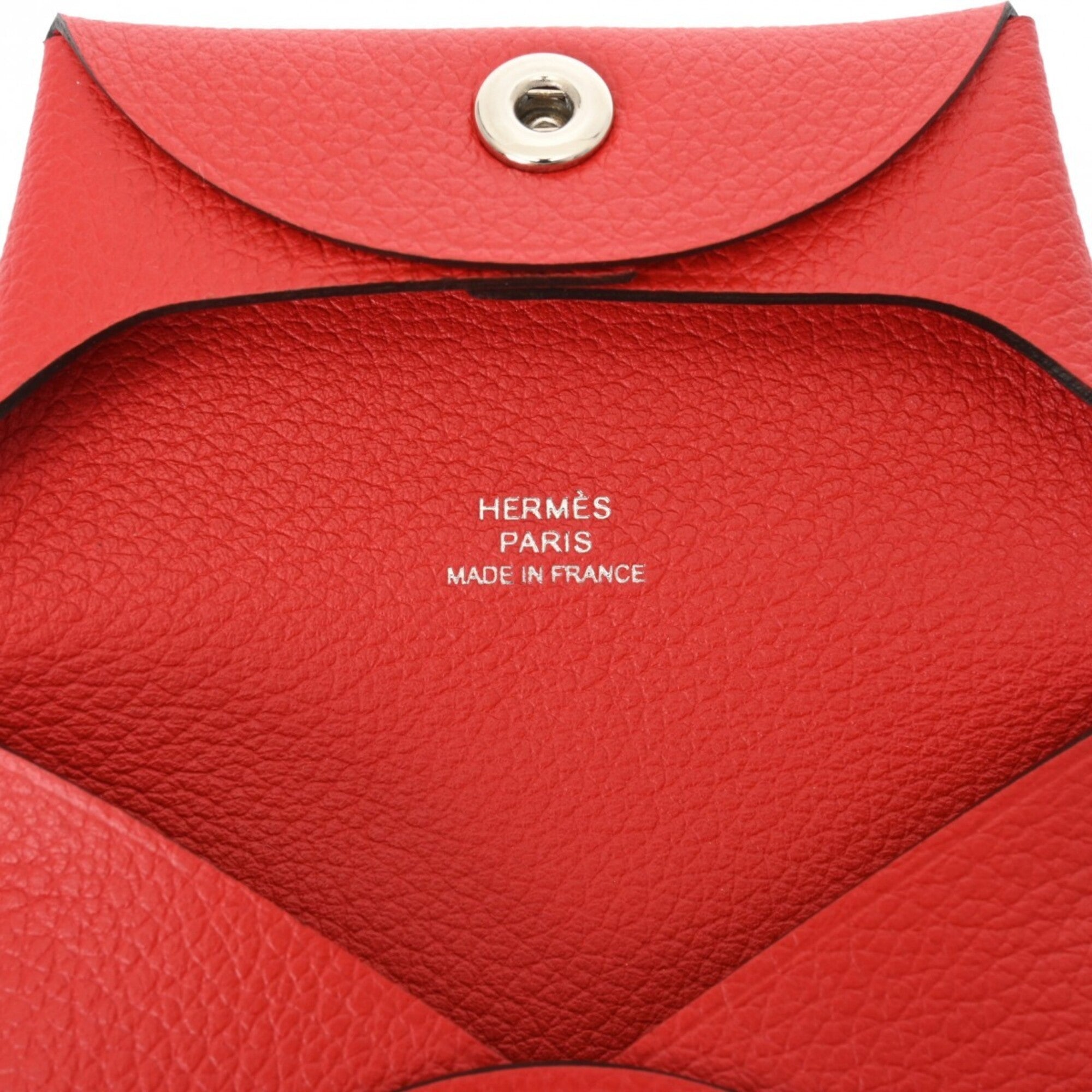 Hermes Red Color Evercalf Leather Coin Purse/Coin Case (Pre-Owned)