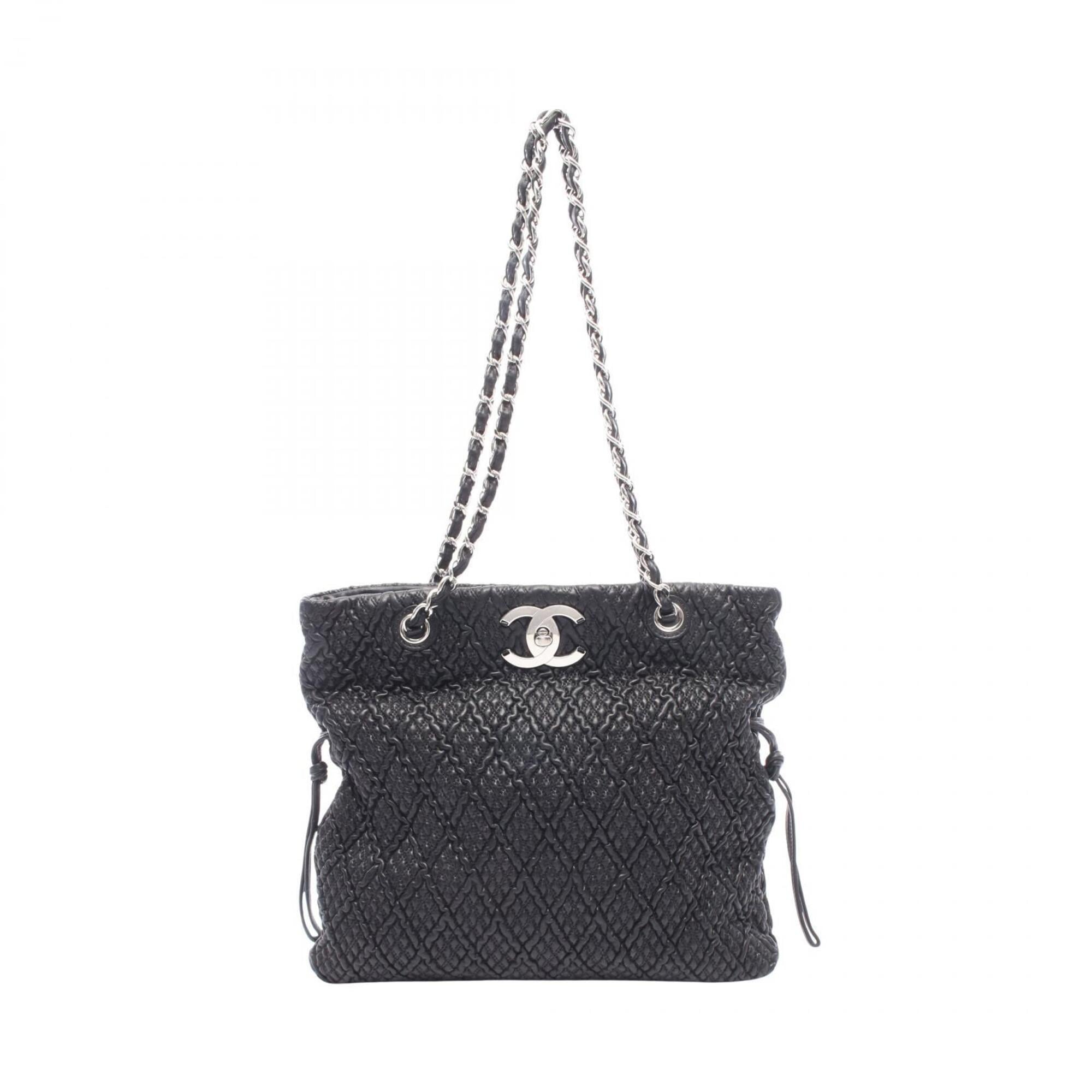 Chanel Black Leather Handbag Tote Bag (Pre-Owned)