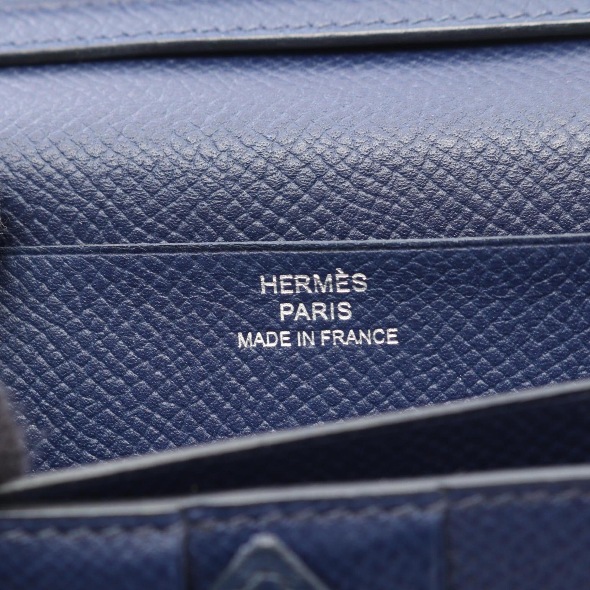 Hermes Bleu Saphir Blue Blue Paradise Navy Epsom Leather Long Wallet (Bi-Fold) (Pre-Owned)