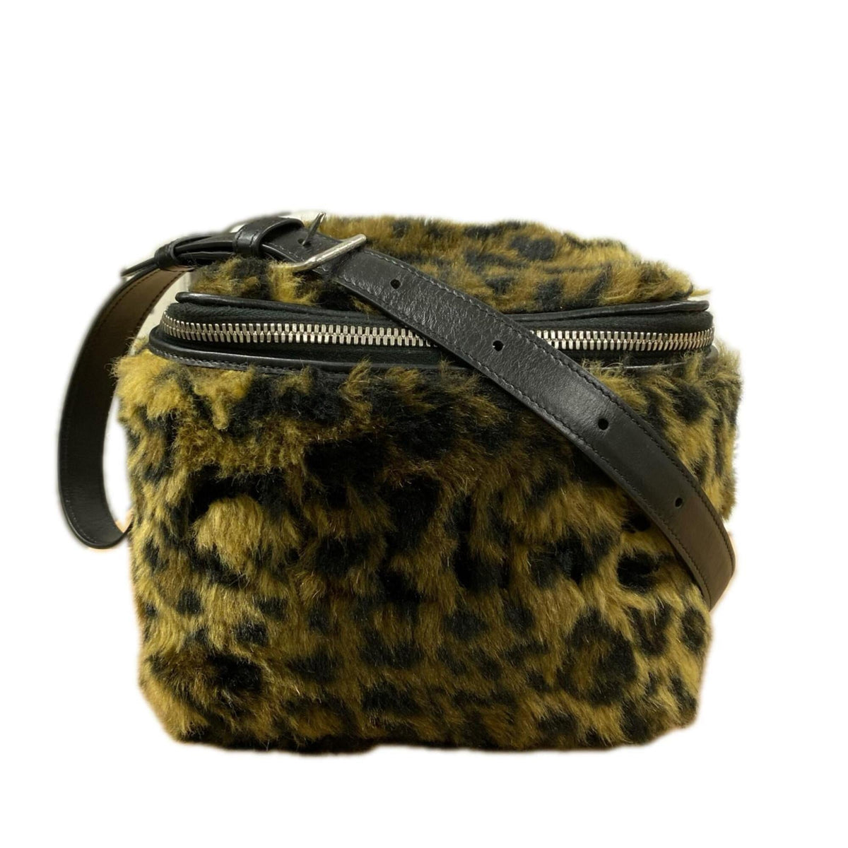 Celine Black Brown Faux Fur Leather Shoulder Bag (Pre-Owned)