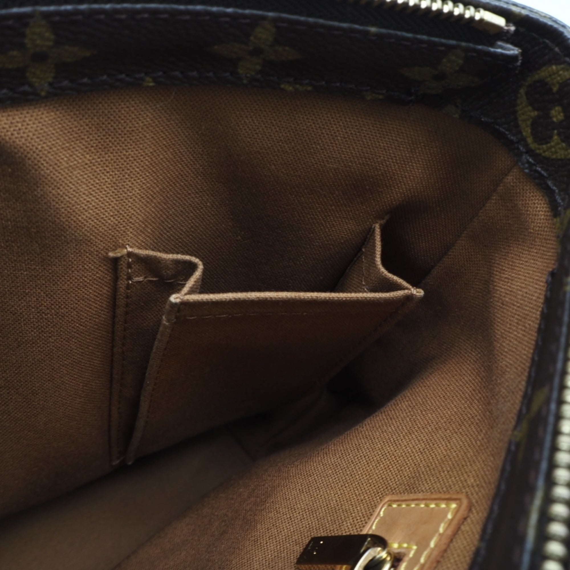 Louis Vuitton Monogram Beige Brown Coated Canvas Leather Handbag (Pre-Owned)