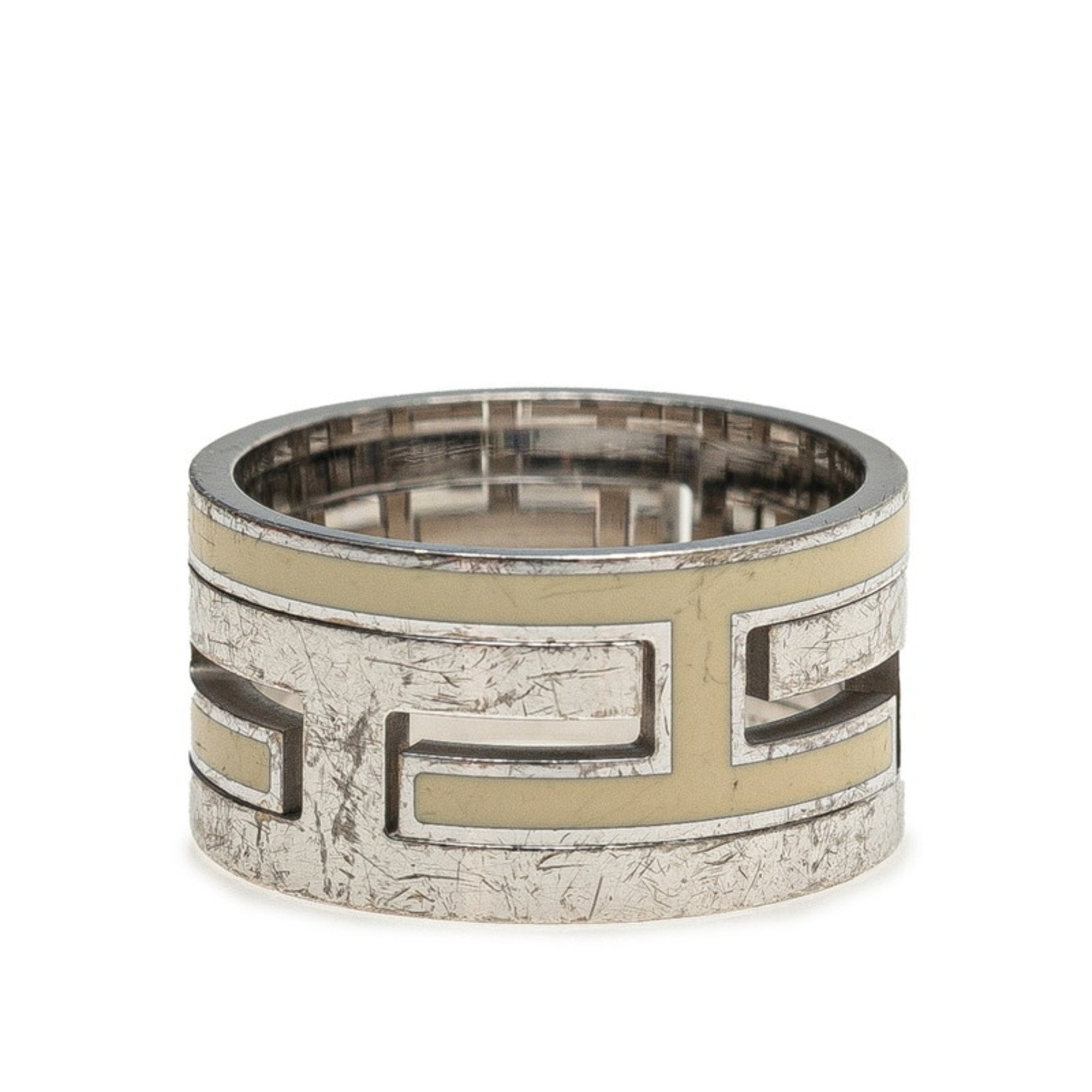 Hermes Silver Silver 925 Band Ring (Pre-Owned)