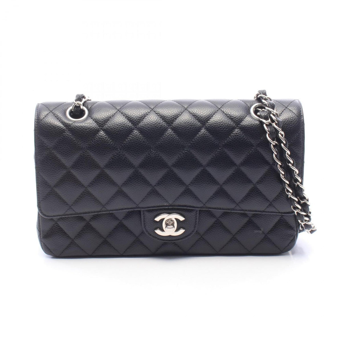 Chanel Black Grained Calfskin Handbag Shoulder Bag (Pre-Owned)
