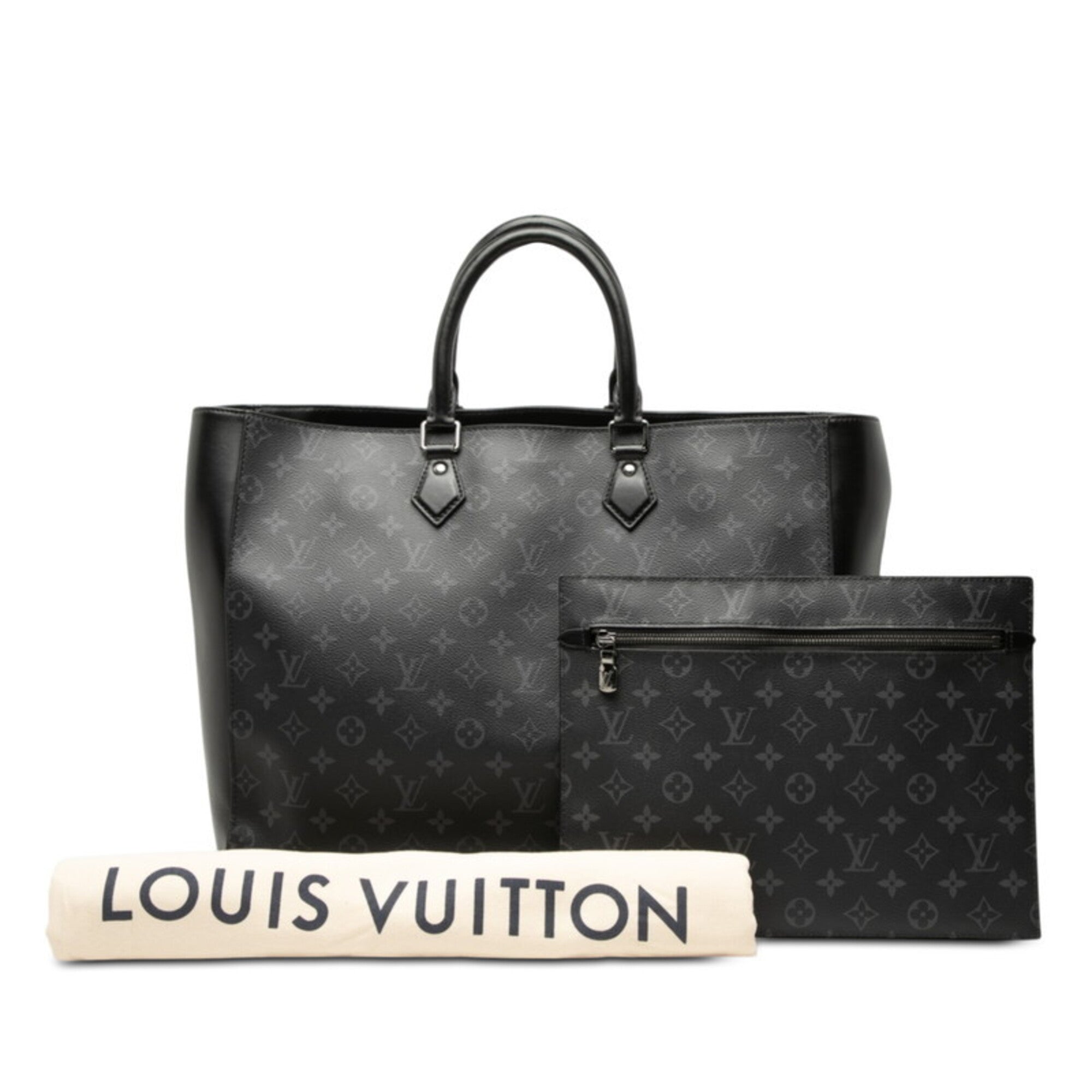 Louis Vuitton Black Gray Pvc Leather Pouch Tote Bag (Pre-Owned)