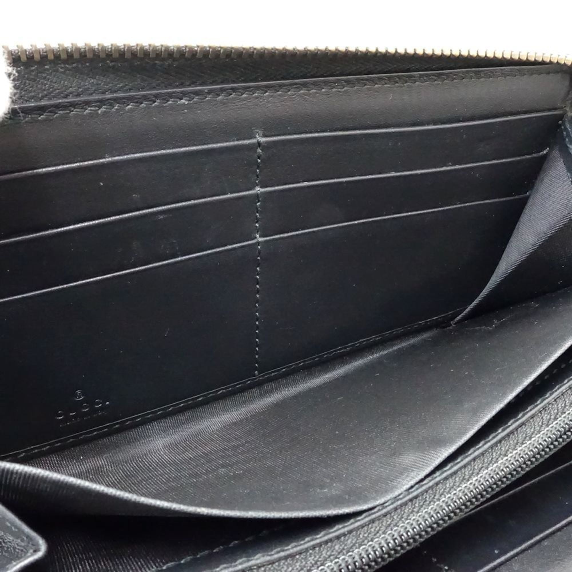 Gucci Animalier Black Leather Long Wallet (Bi-Fold) (Pre-Owned)