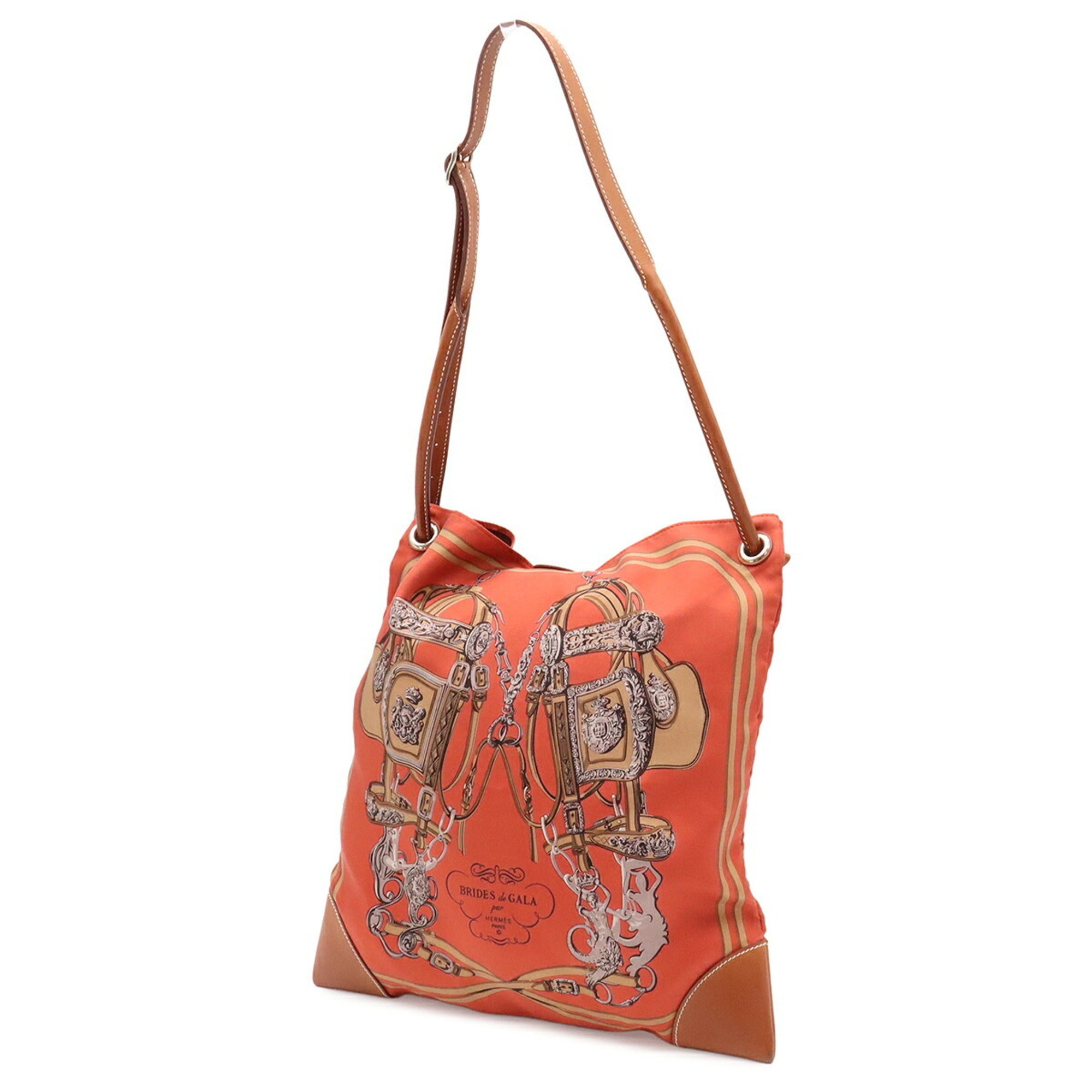 Hermes Brown Multi-Color Silk Leather Shoulder Bag (Pre-Owned)