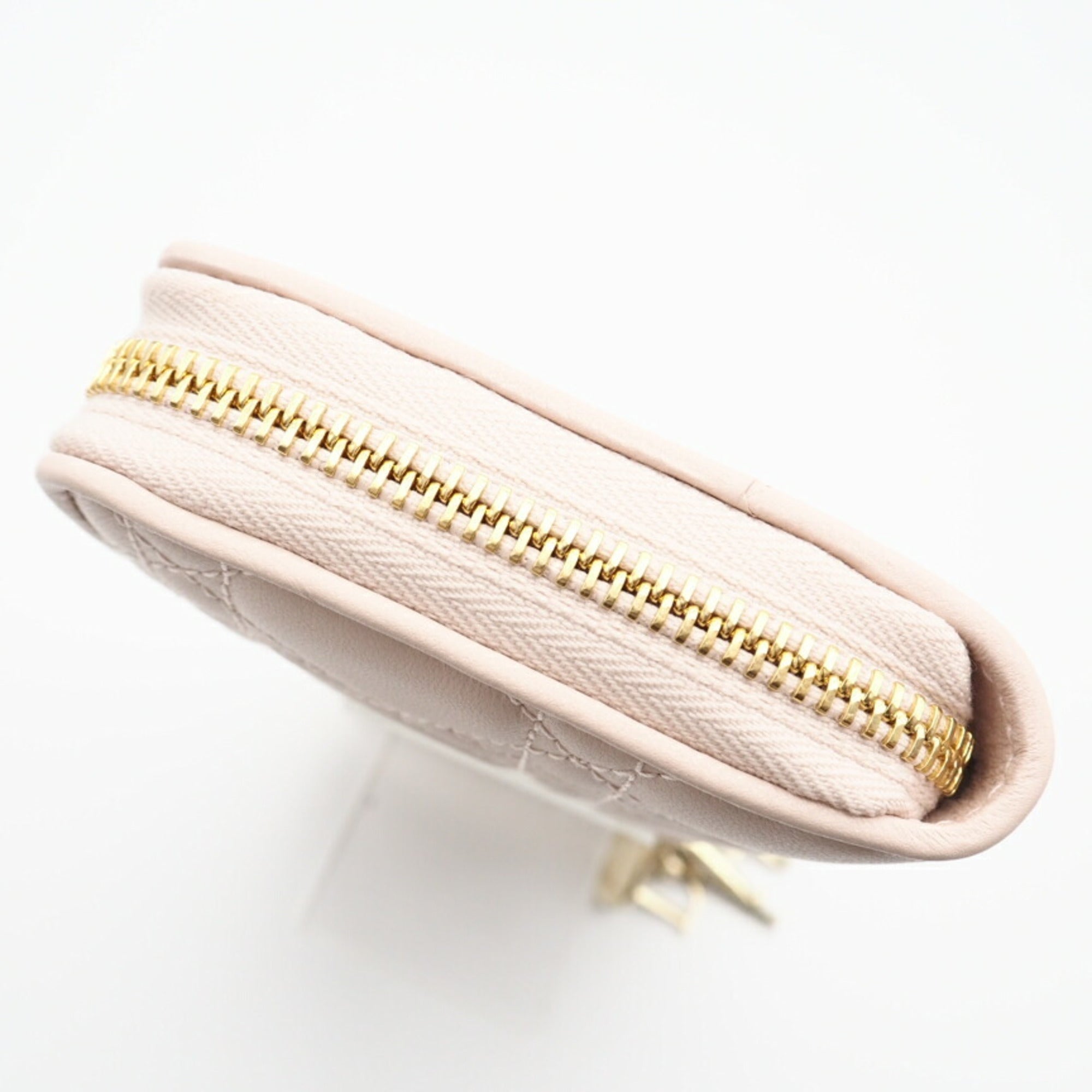 Christian Dior Lady Dior Pink Leather Long Wallet (Bi-Fold) (Pre-Owned)