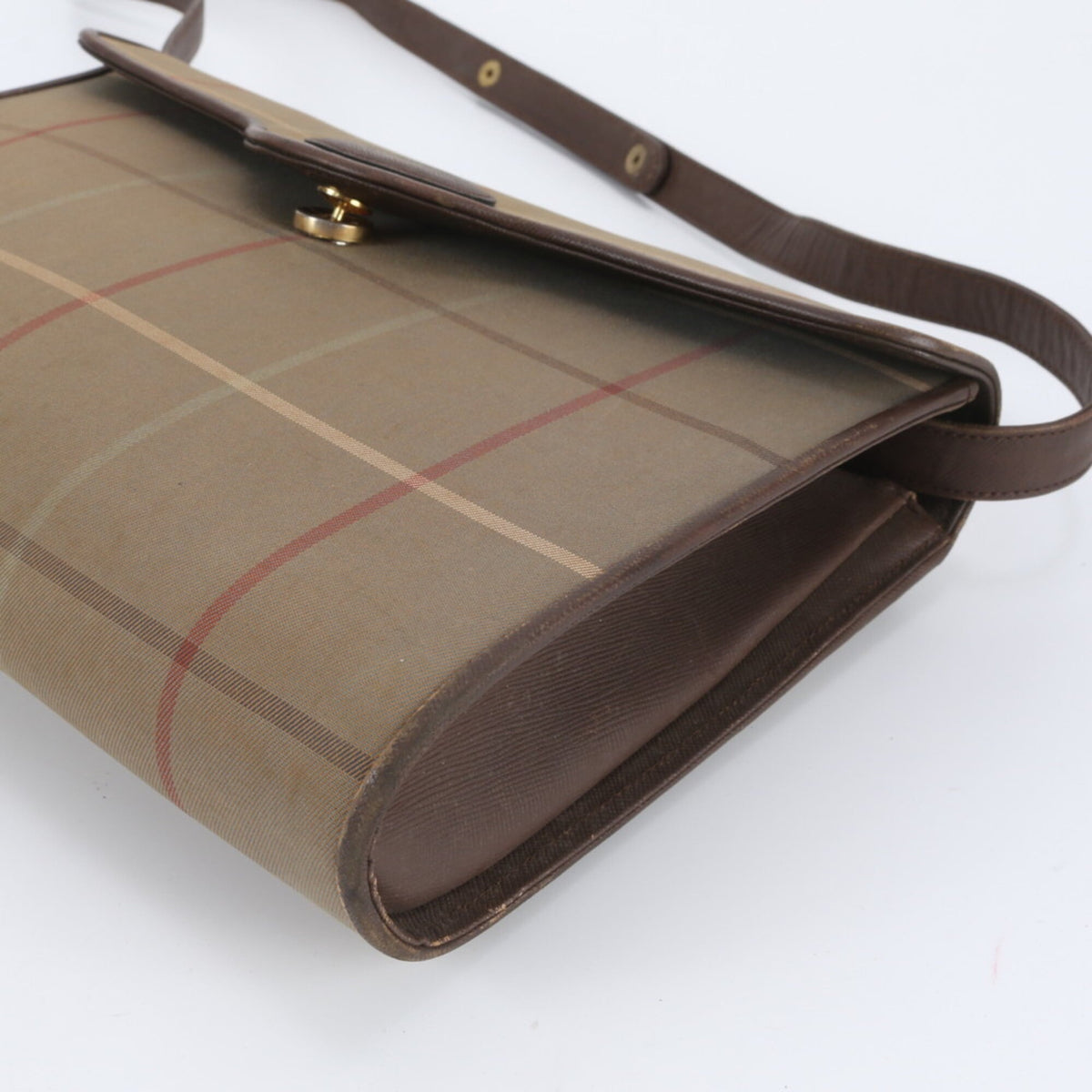 Burberry Green Khaki Leather Canvas Handbag Shoulder Bag (Pre-Owned)
