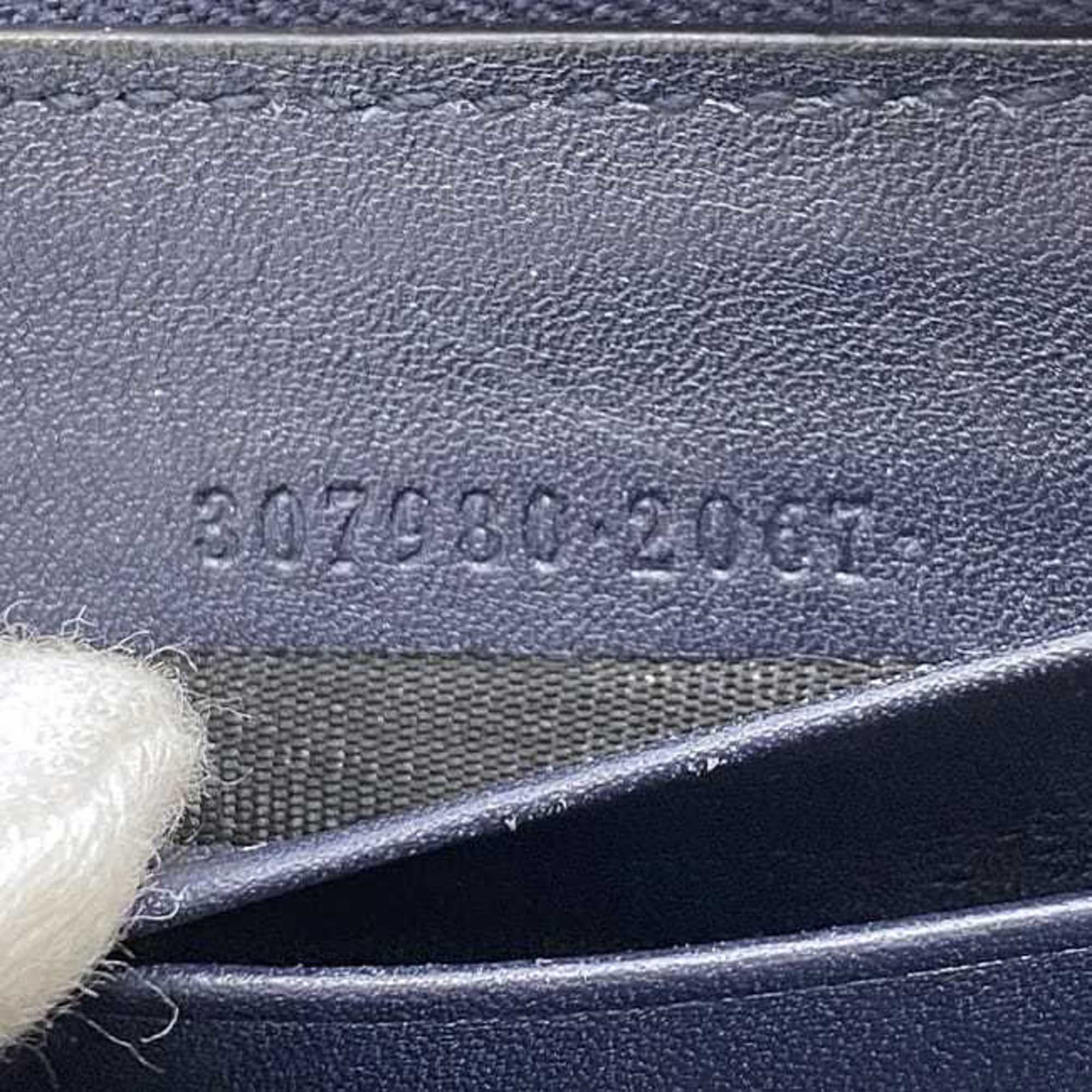 Gucci Navy Leather Long Wallet (Bi-Fold) (Pre-Owned)