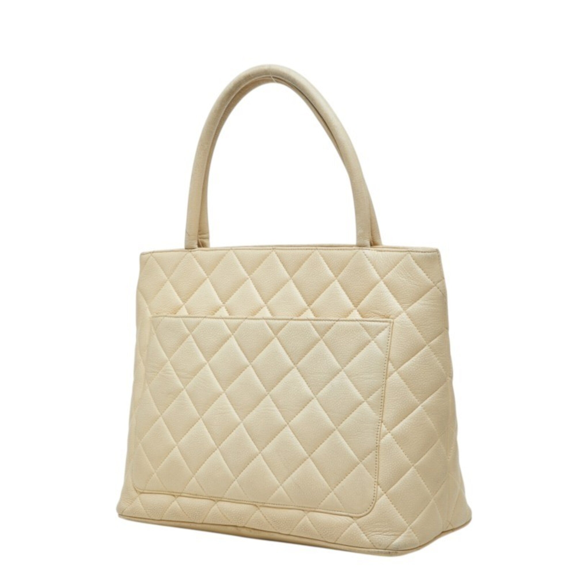 Chanel Ivory White Grained Calfskin Handbag Tote Bag (Pre-Owned)