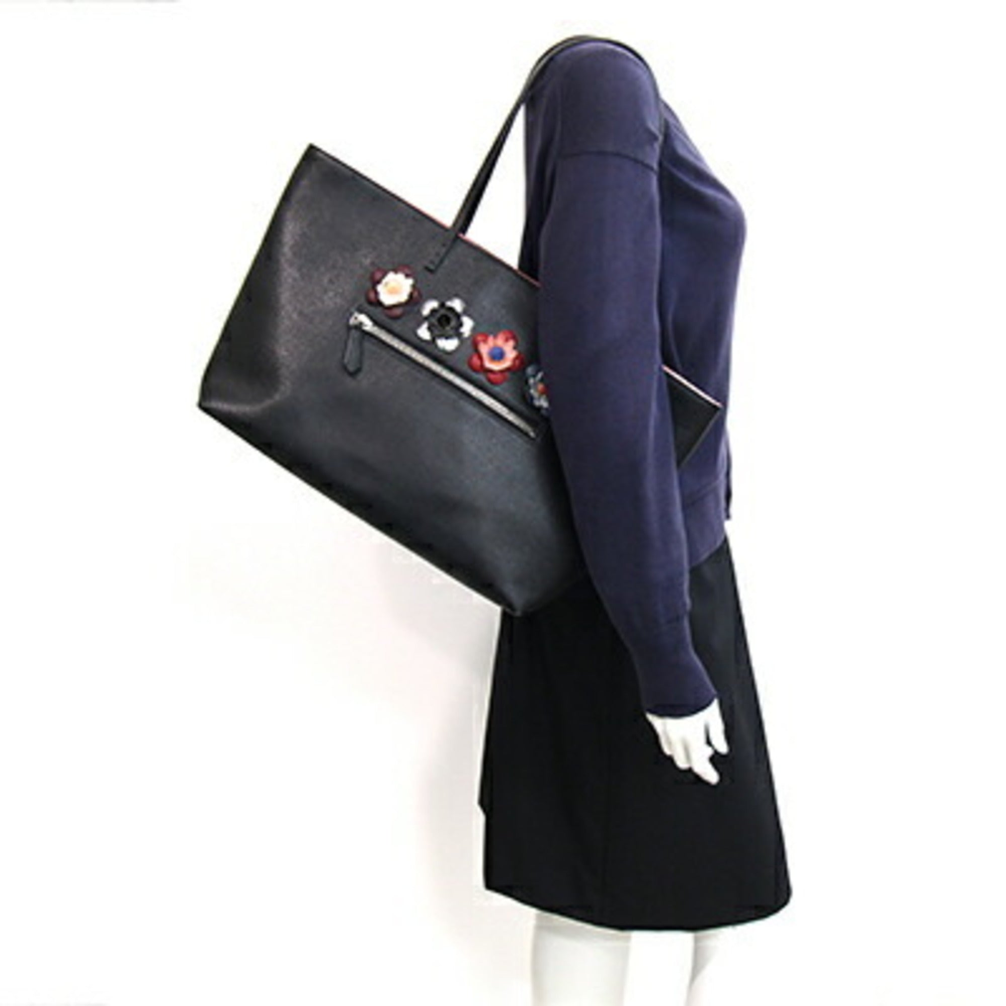 Fendi Black Pink Leather Tote Bag (Pre-Owned)
