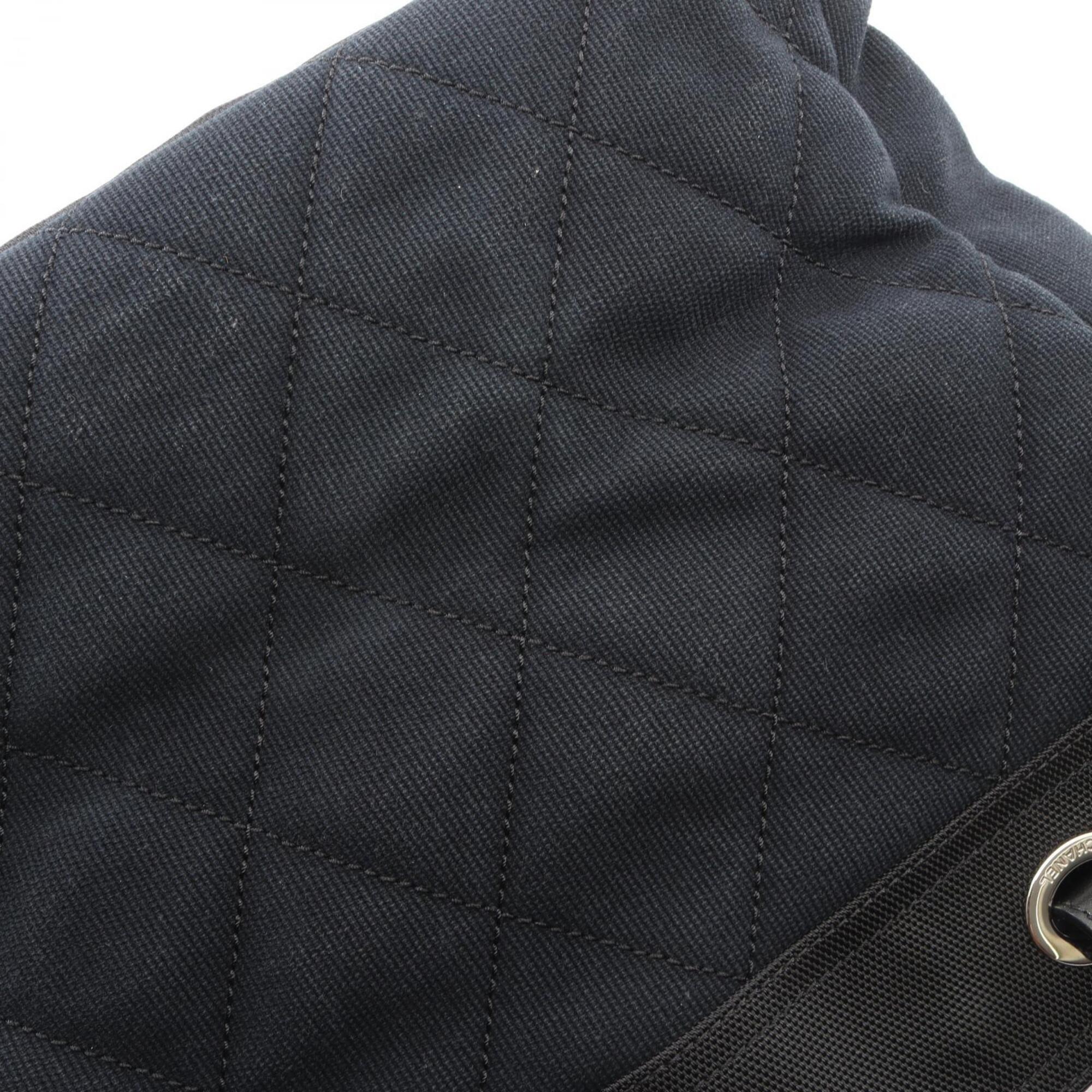 Chanel Black Canvas Leather Handbag Tote Bag (Pre-Owned)