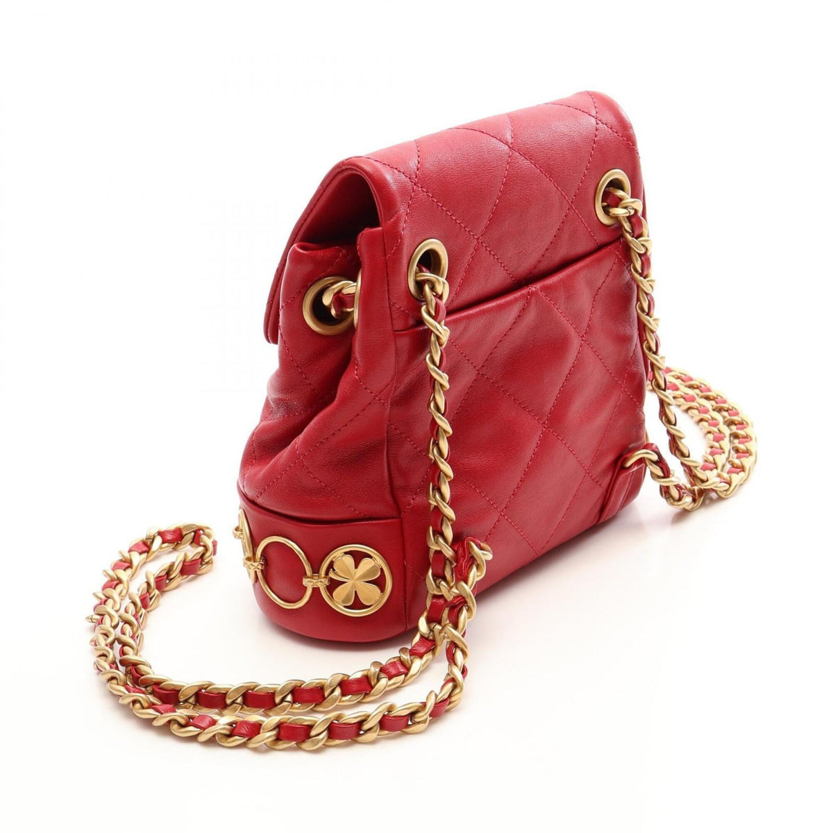Chanel Red Color Leather Backpack Handbag (Pre-Owned)