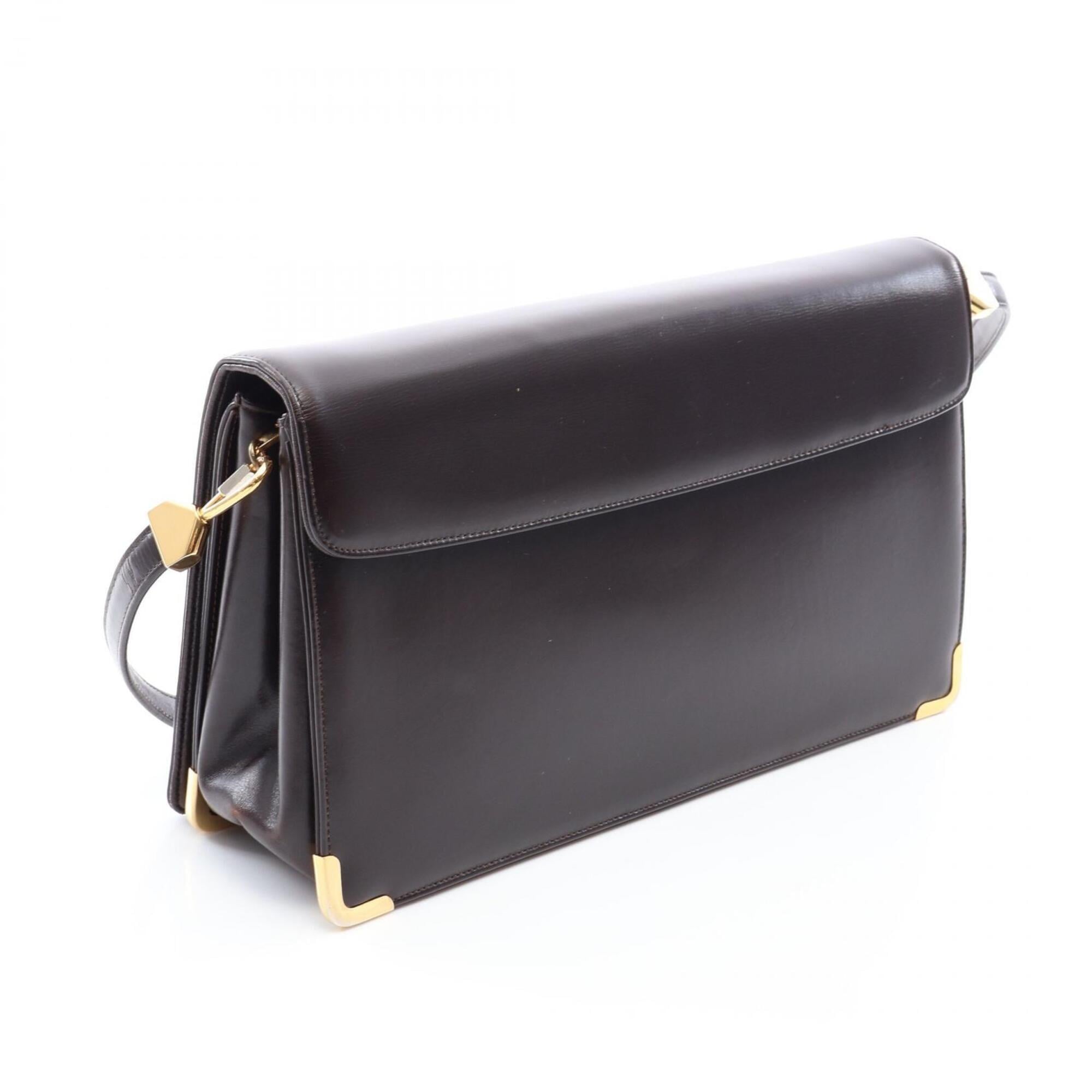 Christian Dior Brown Leather Handbag Pouch Shoulder Bag (Pre-Owned)