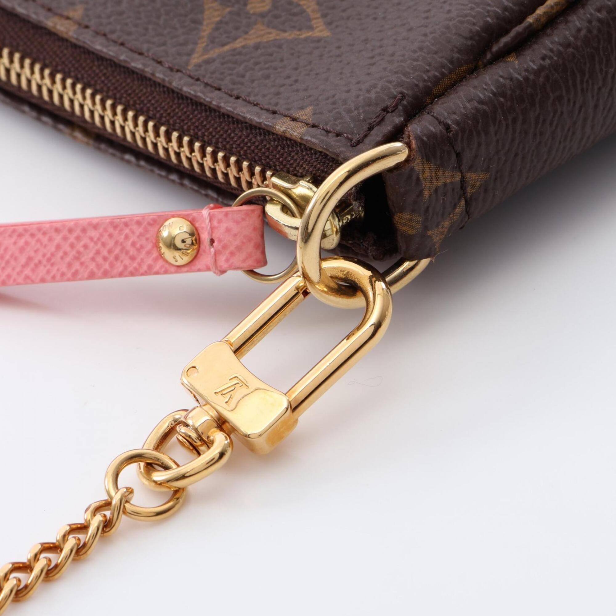 Louis Vuitton Brown Multi-Color Pink Coated Canvas Leather Handbag Pochette (Pre-Owned)