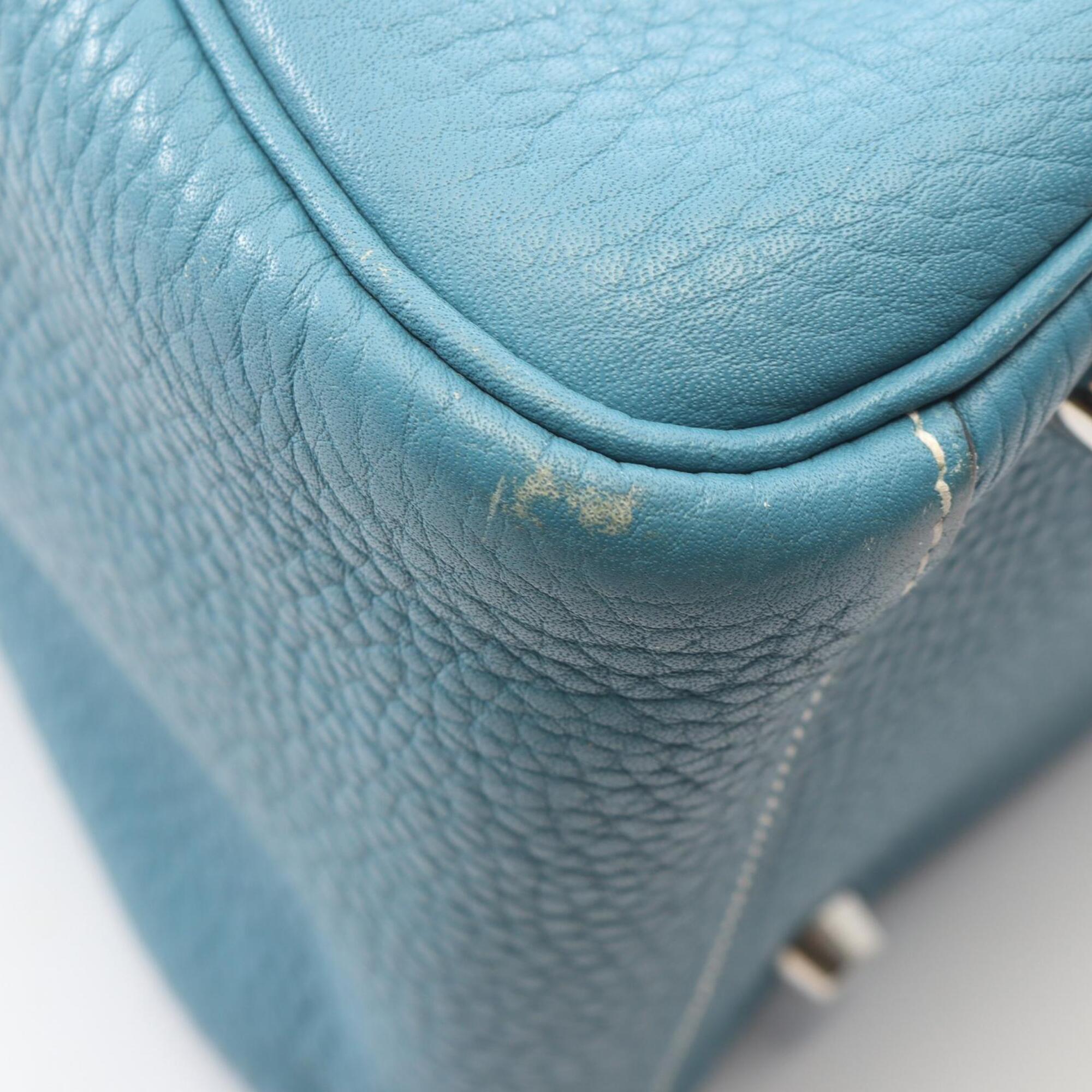 Hermes Blue Blue Jean Taurillon Clemence Leather Leather Handbag Shoulder Bag (Pre-Owned)