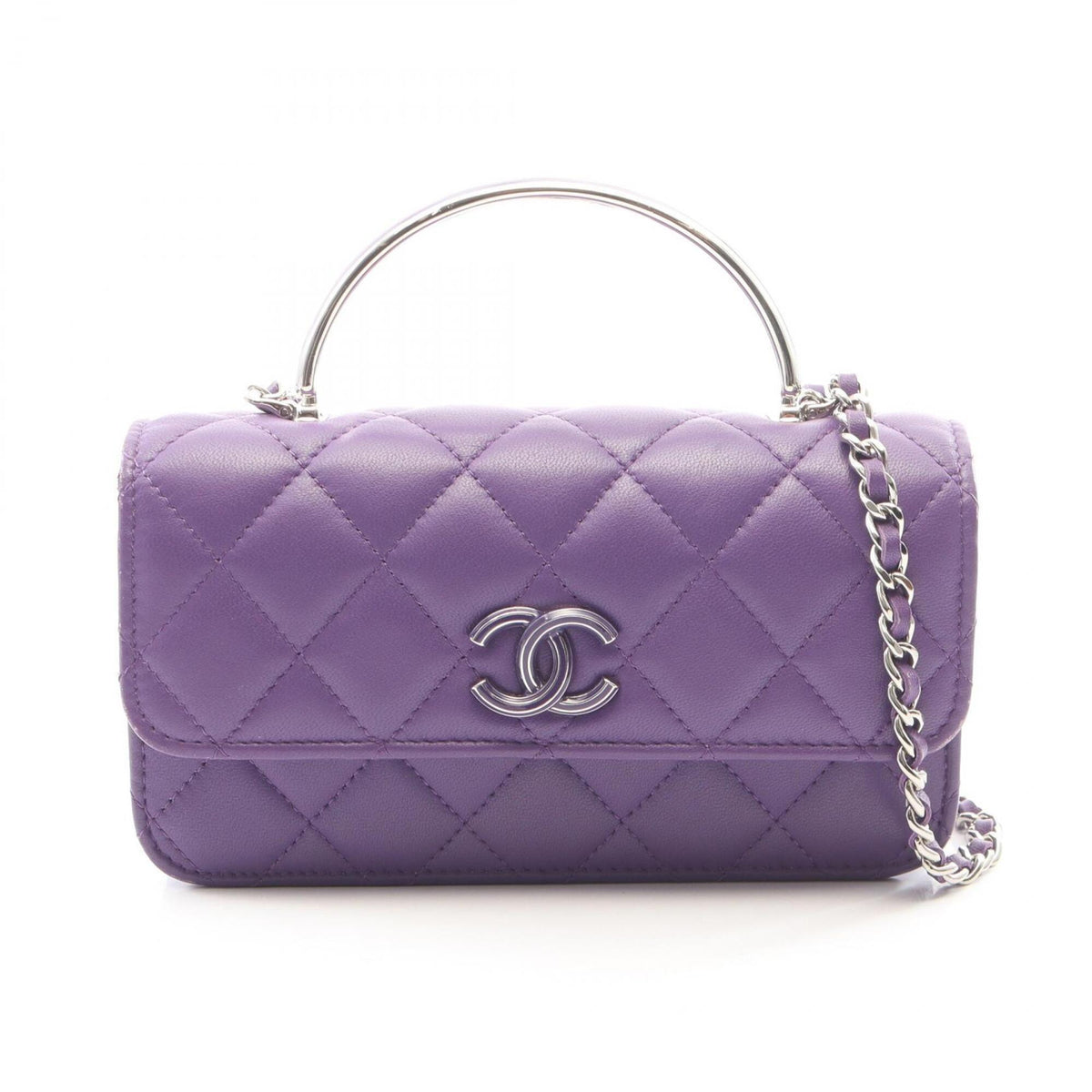 Chanel Purple Leather Handbag Shoulder Bag (Pre-Owned)