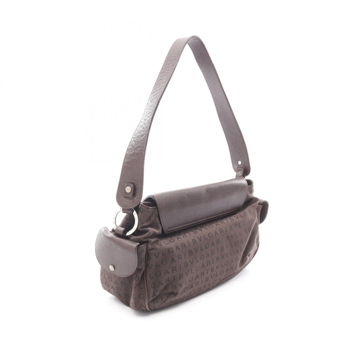 Bvlgari Brown Canvas Leather Handbag Shoulder Bag (Pre-Owned)