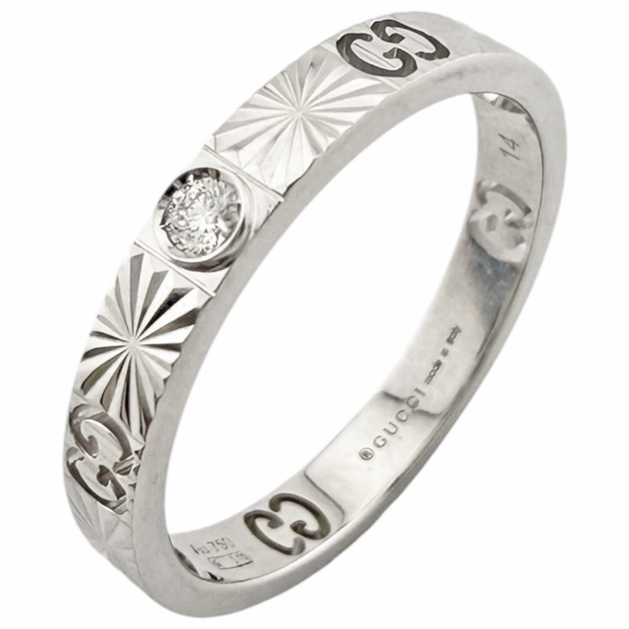 Gucci Silver White Gold (18K) Band Ring (Pre-Owned)