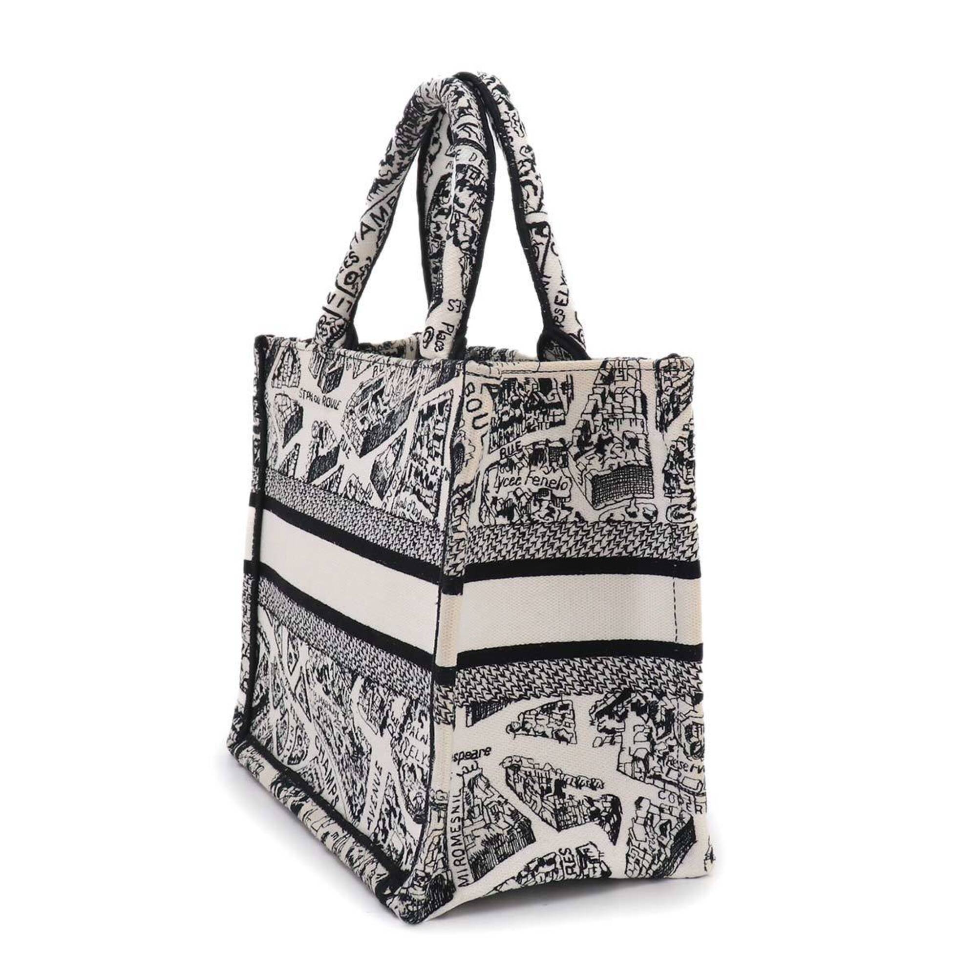 Christian Dior Black White Canvas Handbag Tote Bag (Pre-Owned)