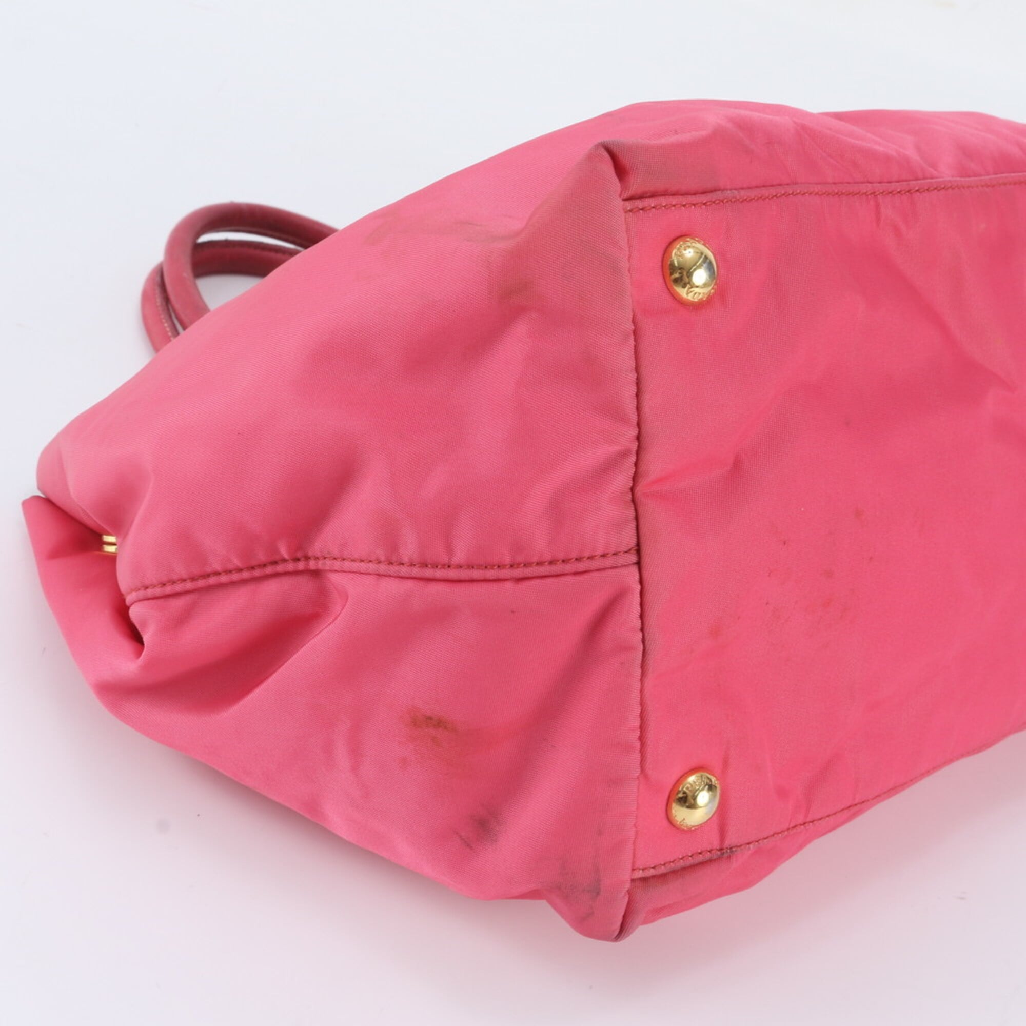 Prada Pink Nylon Leather Handbag Tote Bag (Pre-Owned)