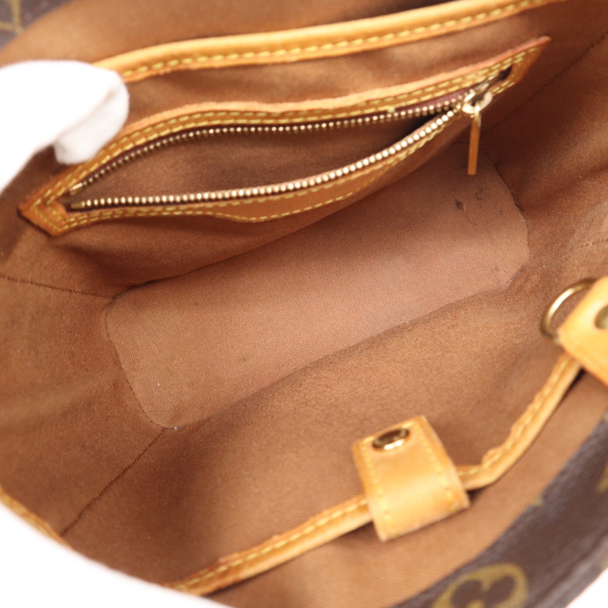 Louis Vuitton Monogram Beige Brown Coated Canvas Leather Handbag (Pre-Owned)