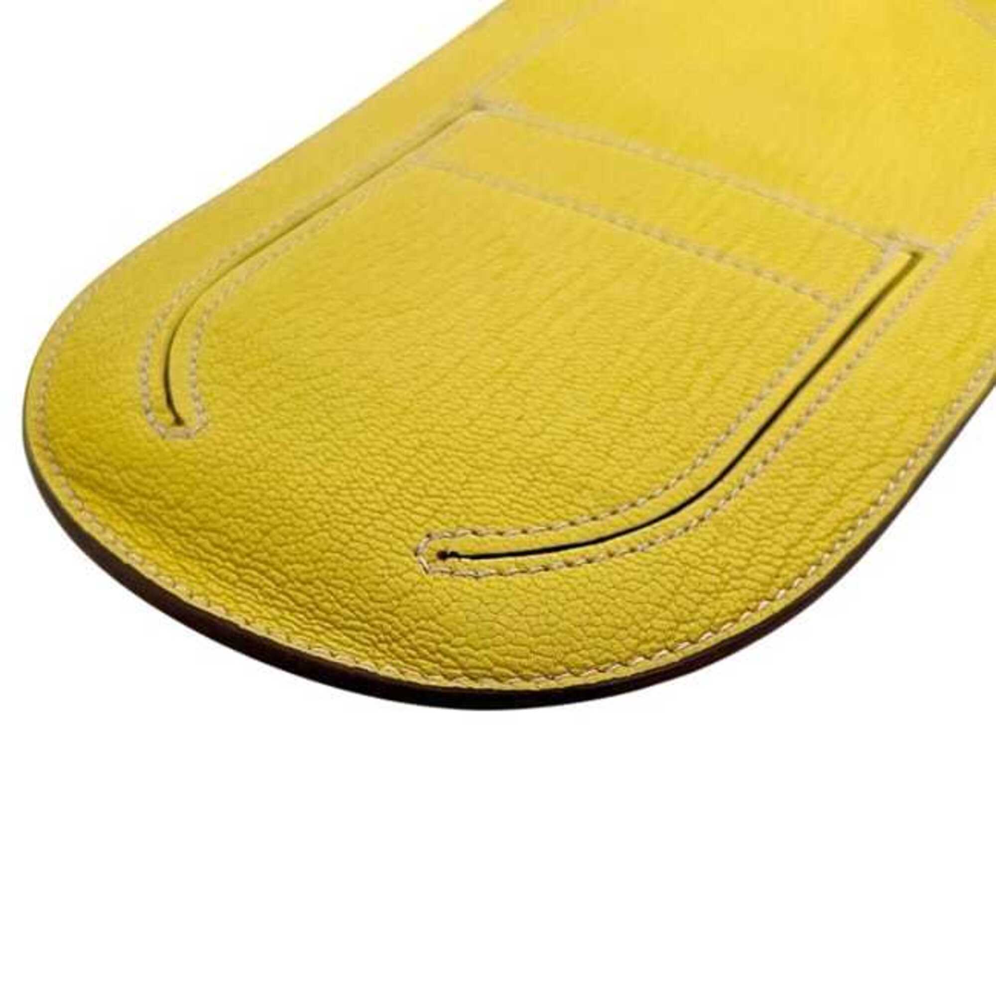 Hermes Yellow Chevre Leather Pochette Shoulder Bag (Pre-Owned)