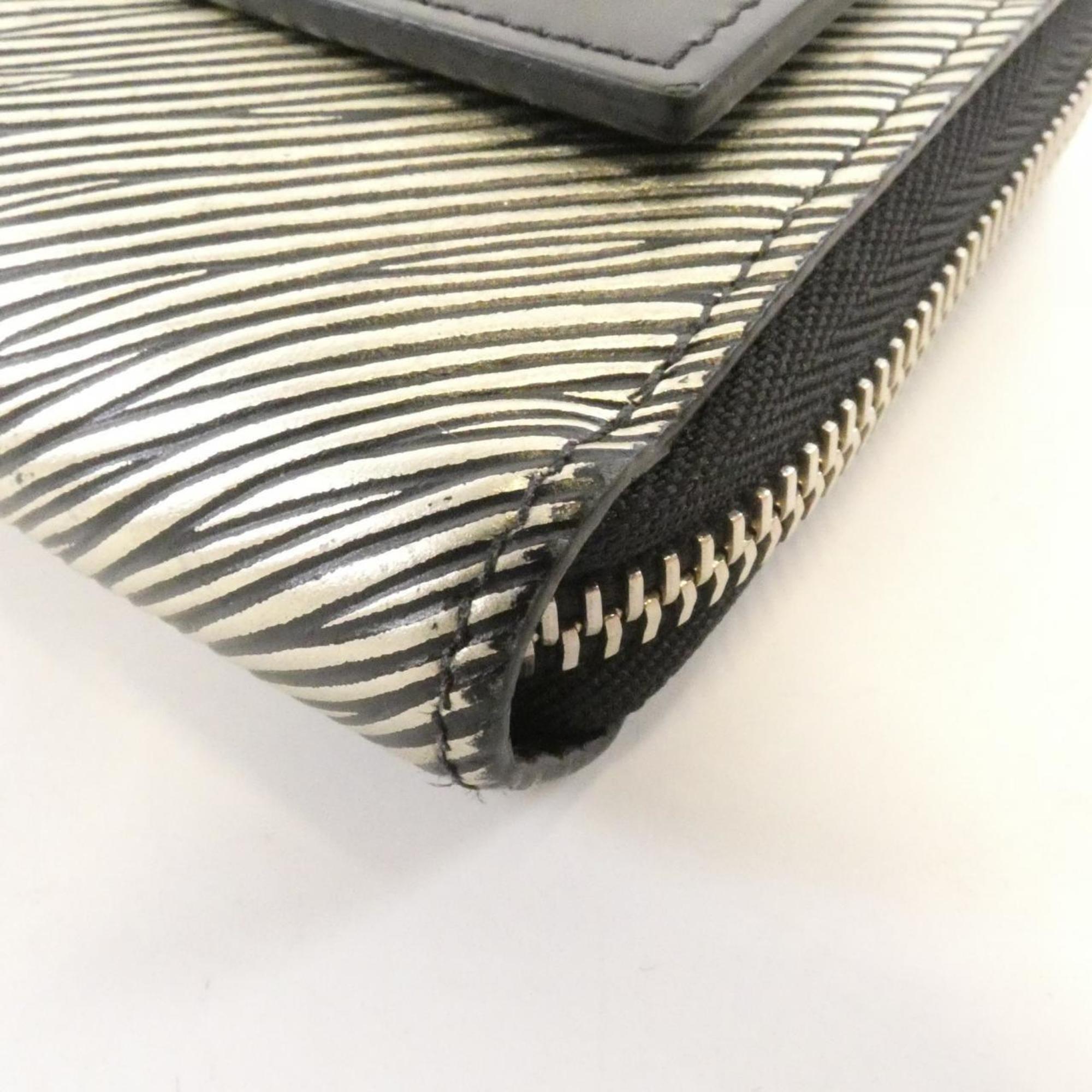 Louis Vuitton Silver Leather Long Wallet (Bi-Fold) (Pre-Owned)
