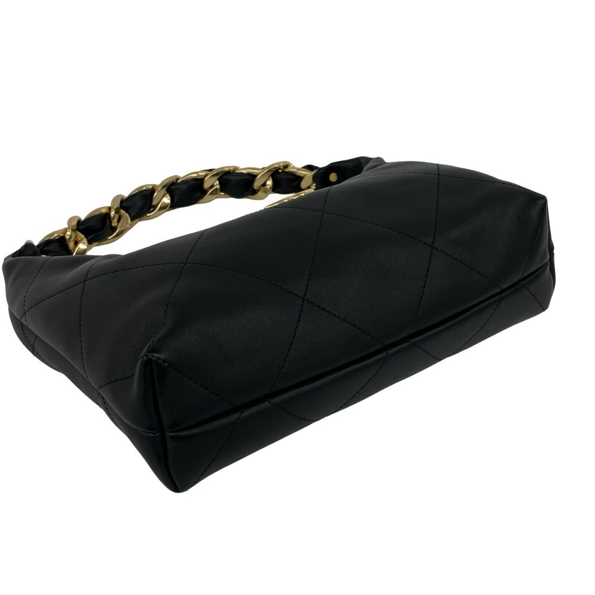 Chanel Black Leather Handbag Shoulder Bag (Pre-Owned)