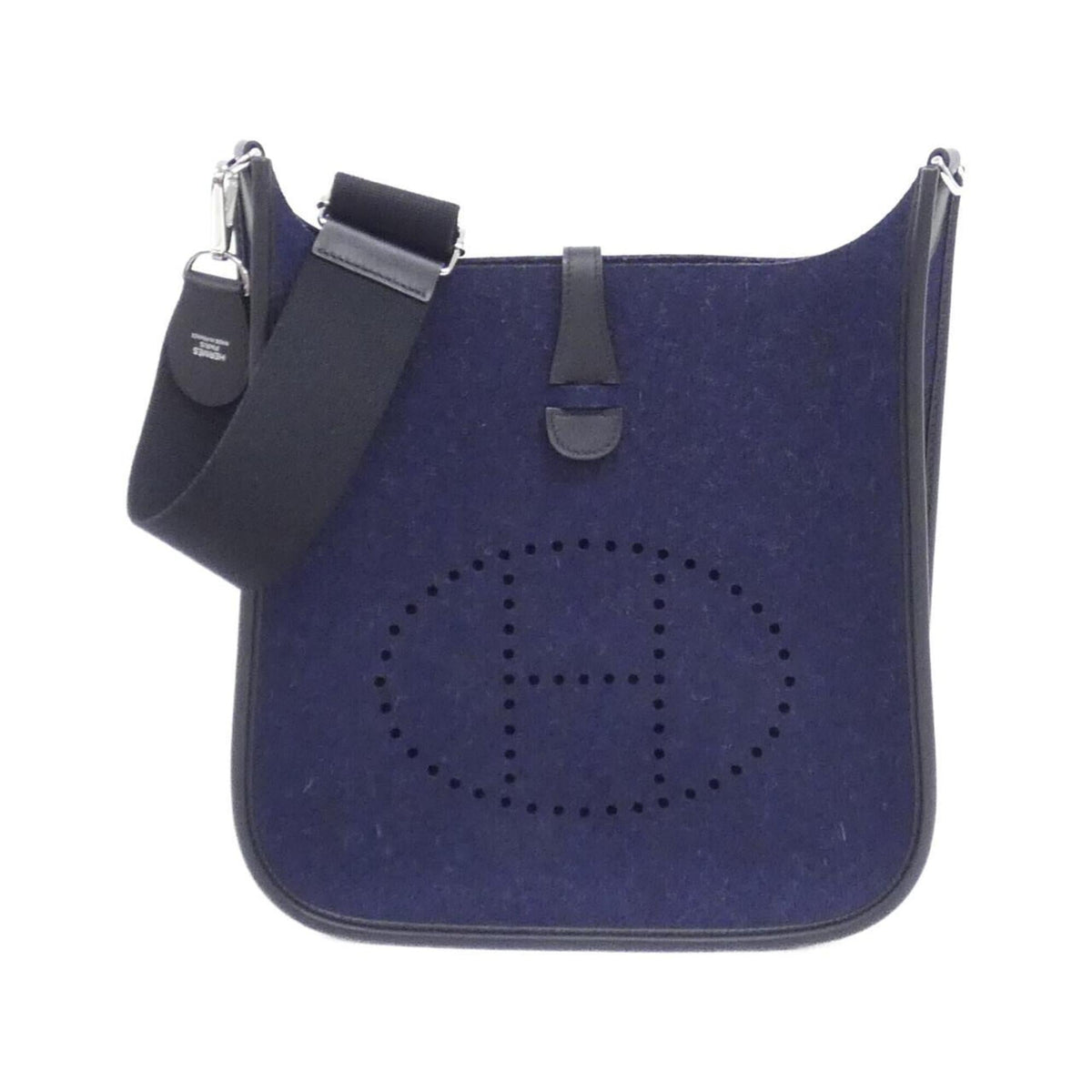 Hermes Black Blue Nuit Felt Swift Leather Shoulder Bag (Pre-Owned)