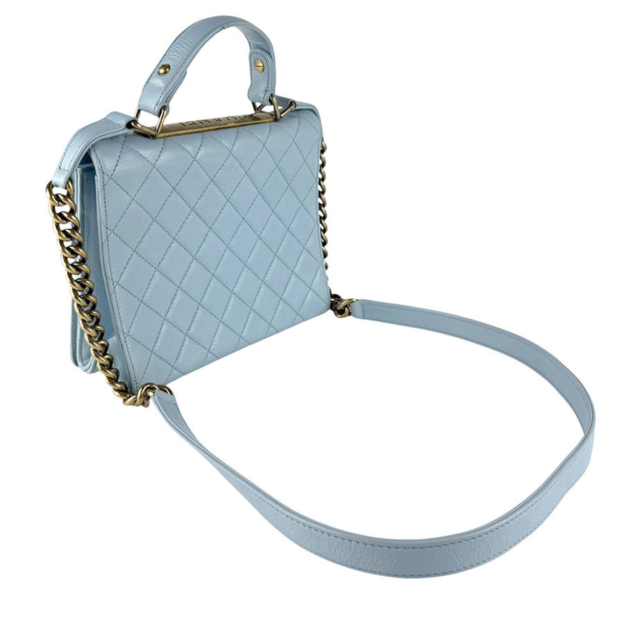 Chanel Blue Leather Handbag Shoulder Bag (Pre-Owned)