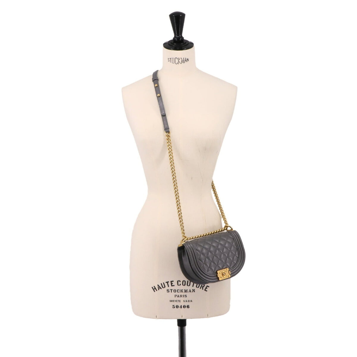 Chanel Gray Grained Calfskin Handbag Shoulder Bag (Pre-Owned)