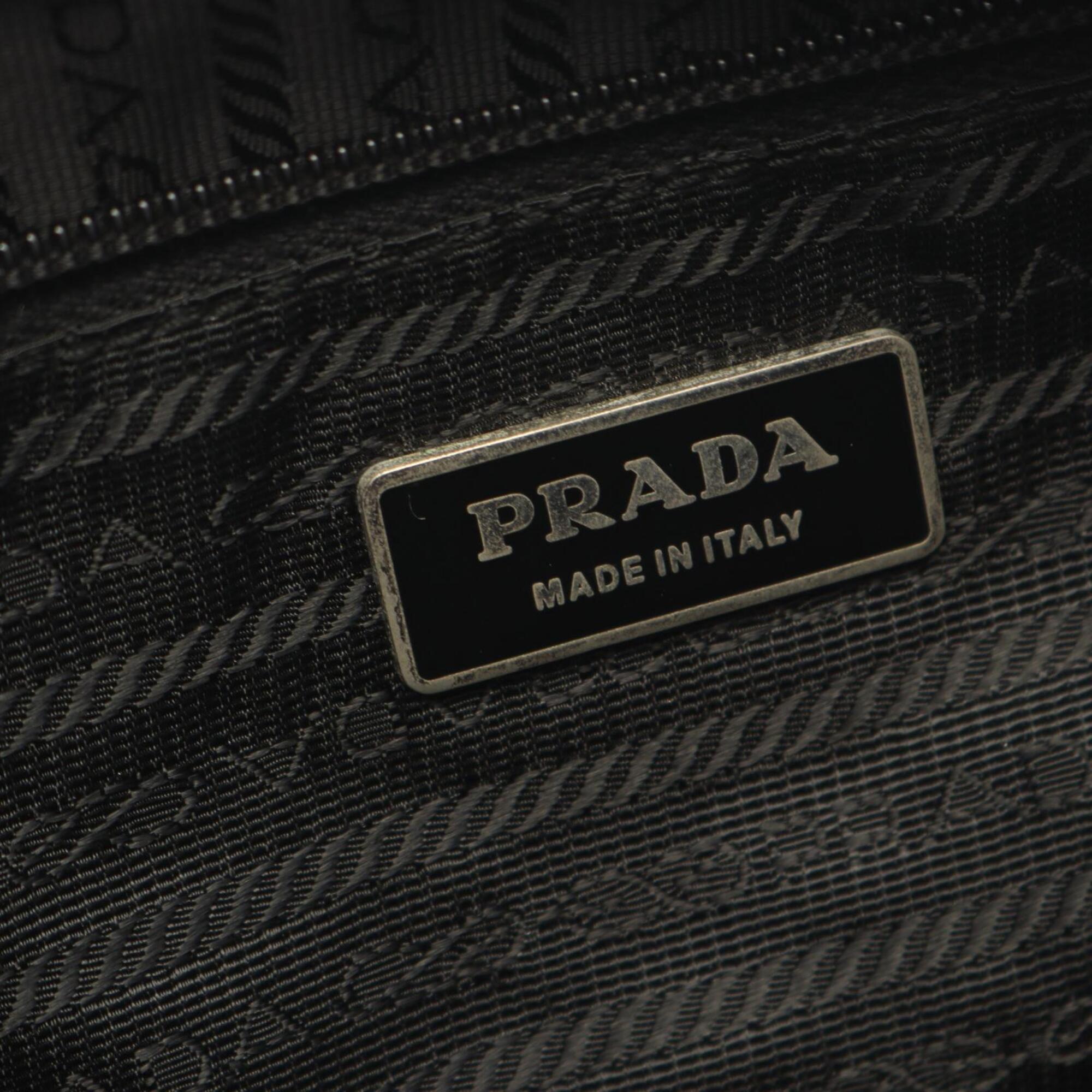 Prada Black Nylon Leather Handbag Shoulder Bag (Pre-Owned)