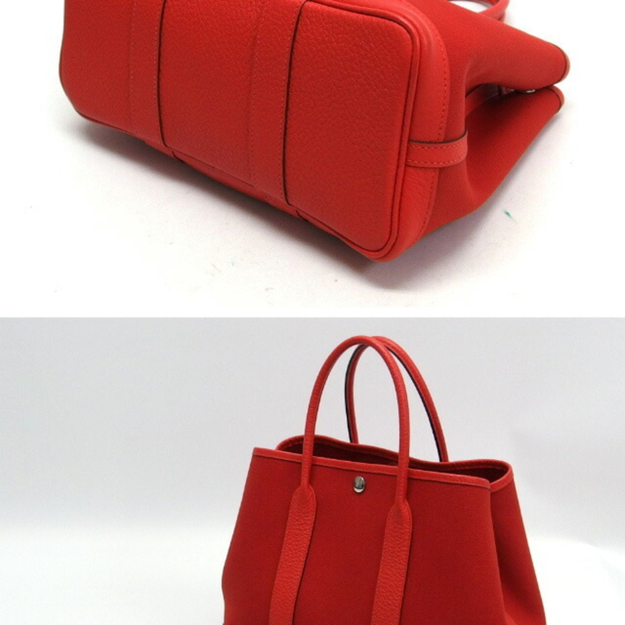 Hermes Garden Vermilion Toile Officier Negonda Leather Handbag Tote Bag (Pre-Owned)