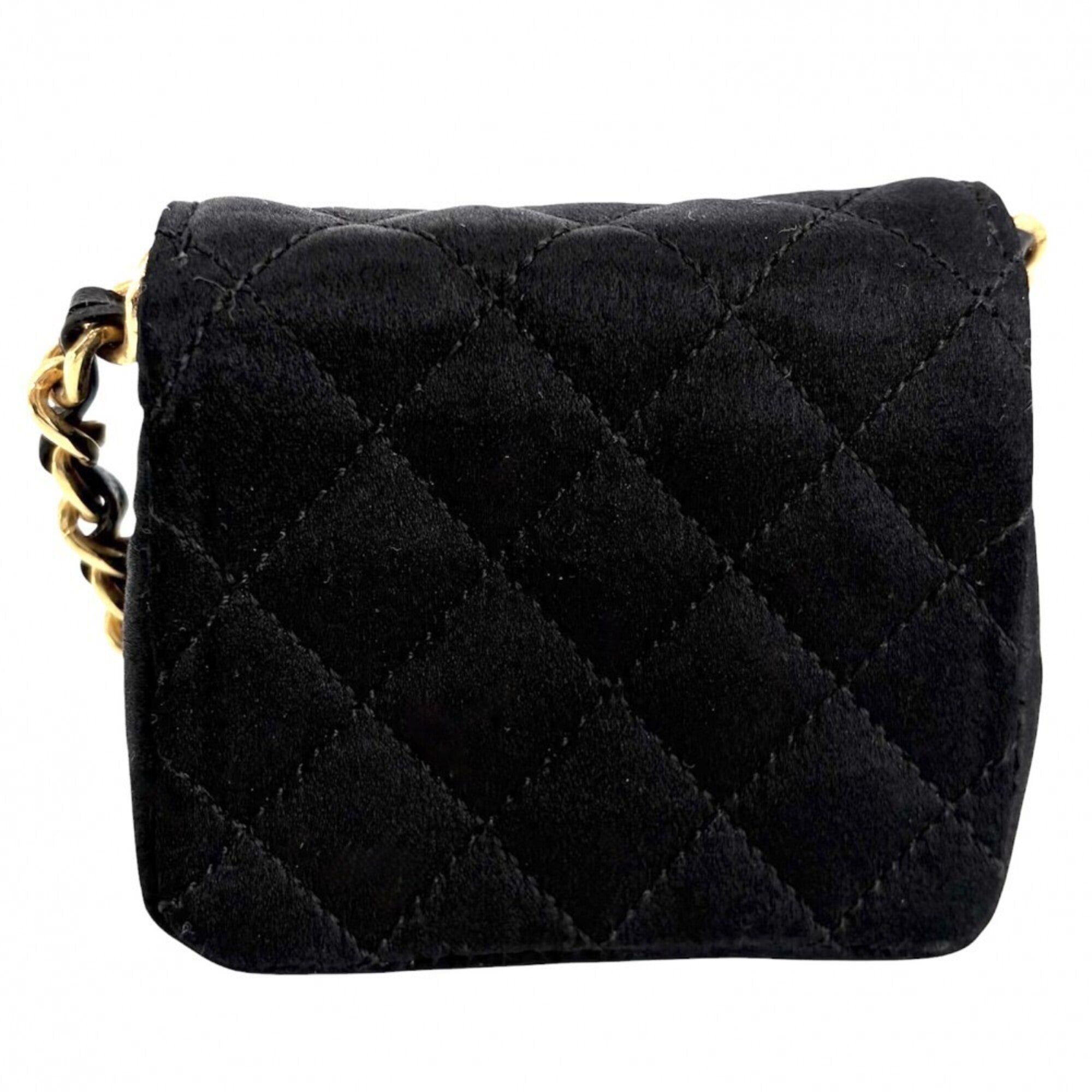 Chanel Black Satin Pochette Shoulder Bag (Pre-Owned)