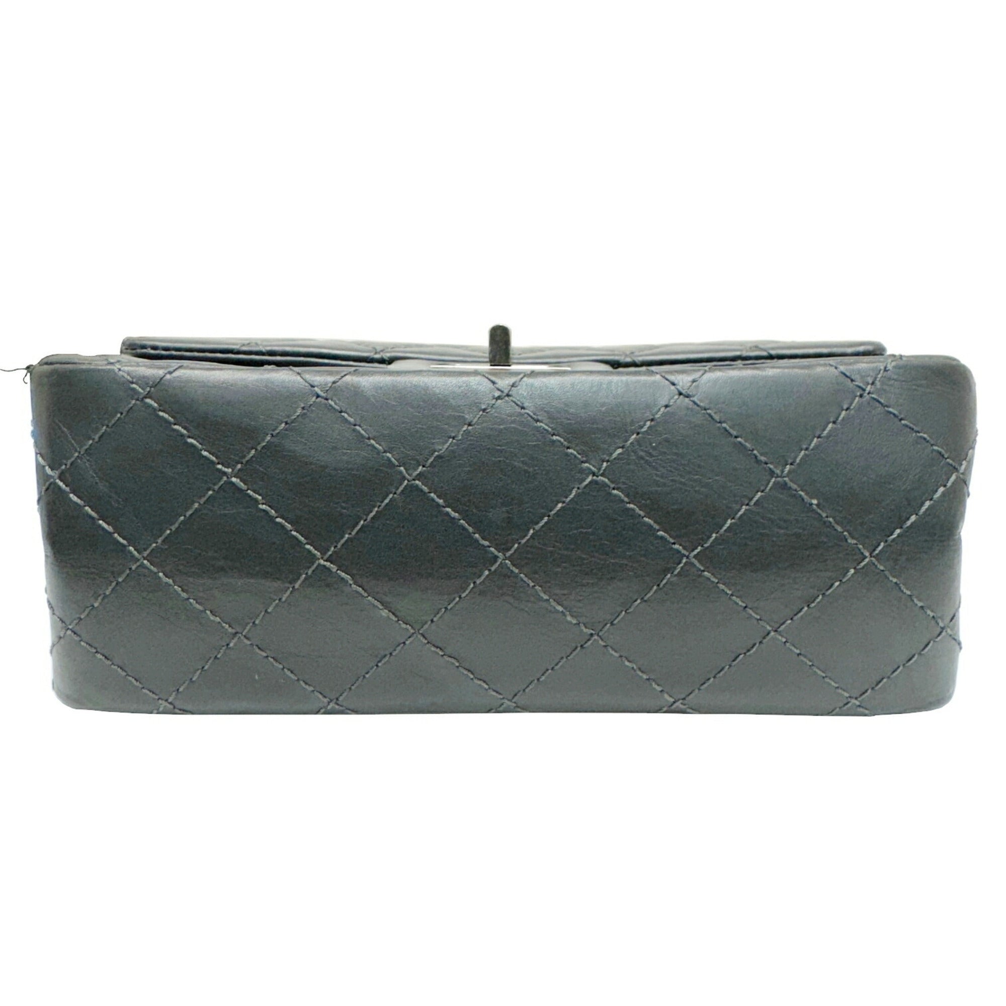 Chanel Dark Gray Leather Shoulder Bag (Pre-Owned)