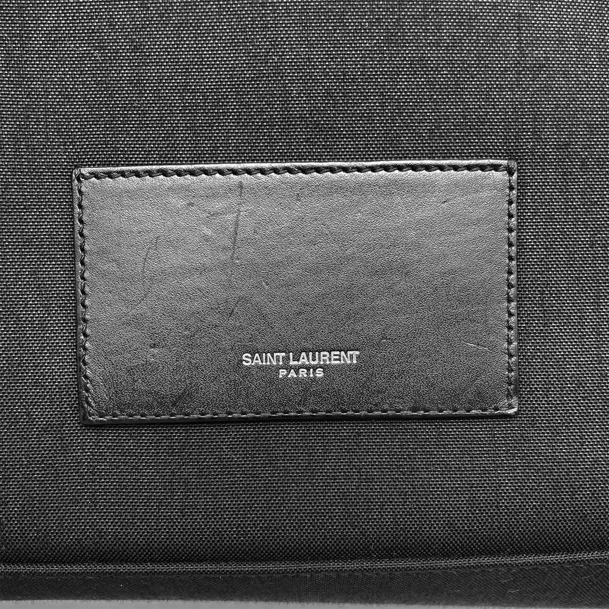 Yves Saint Laurent Black Canvas Leather Backpack (Pre-Owned)