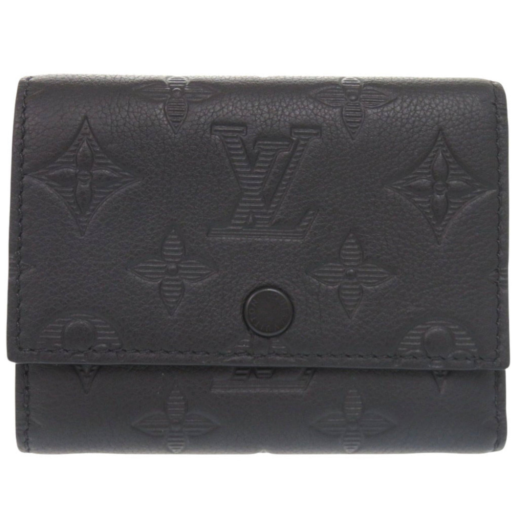 Louis Vuitton Black Monogram Shadow Leather Wallet (Tri-Fold) (Pre-Owned)