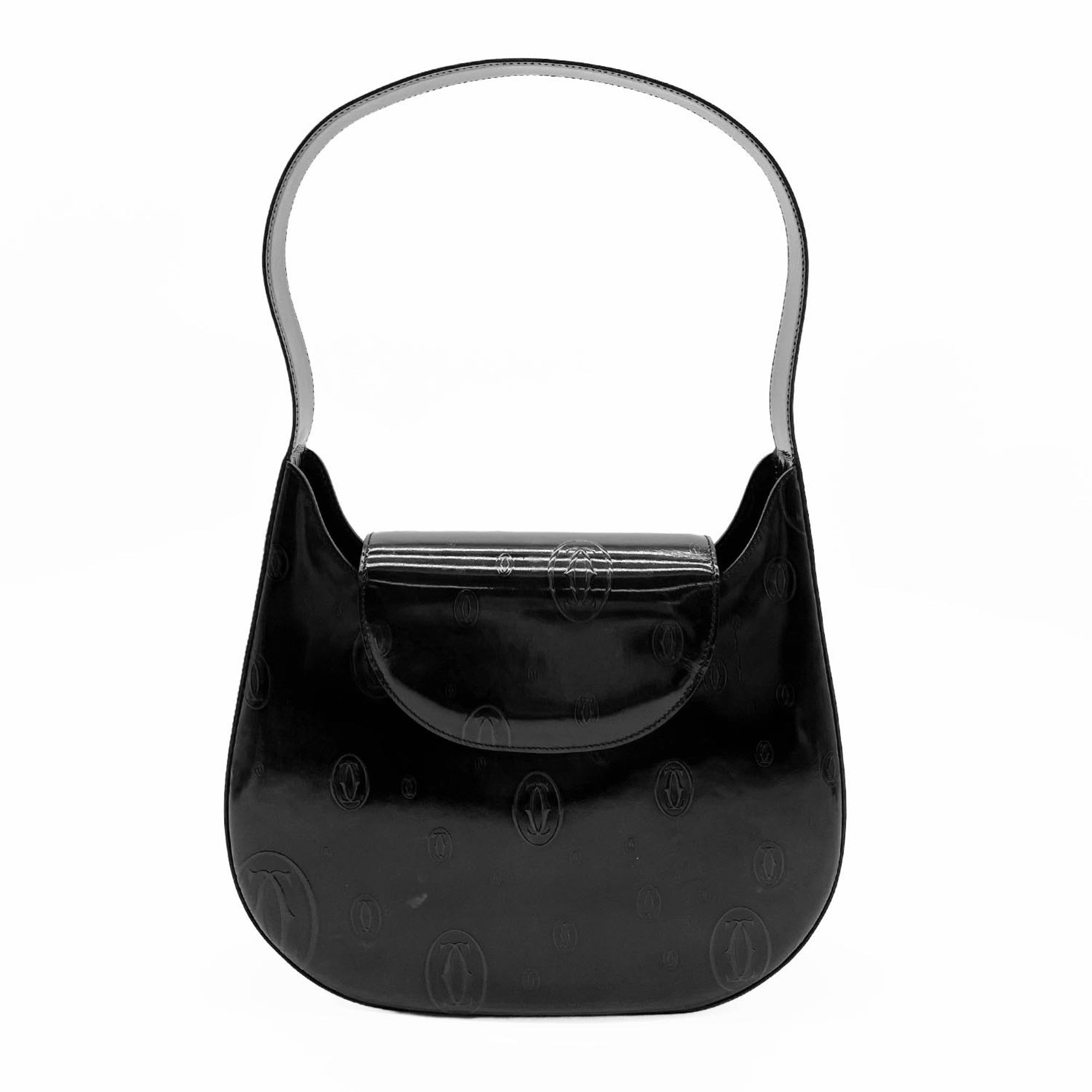 Cartier Black Patent Leather Handbag Shoulder Bag (Pre-Owned)