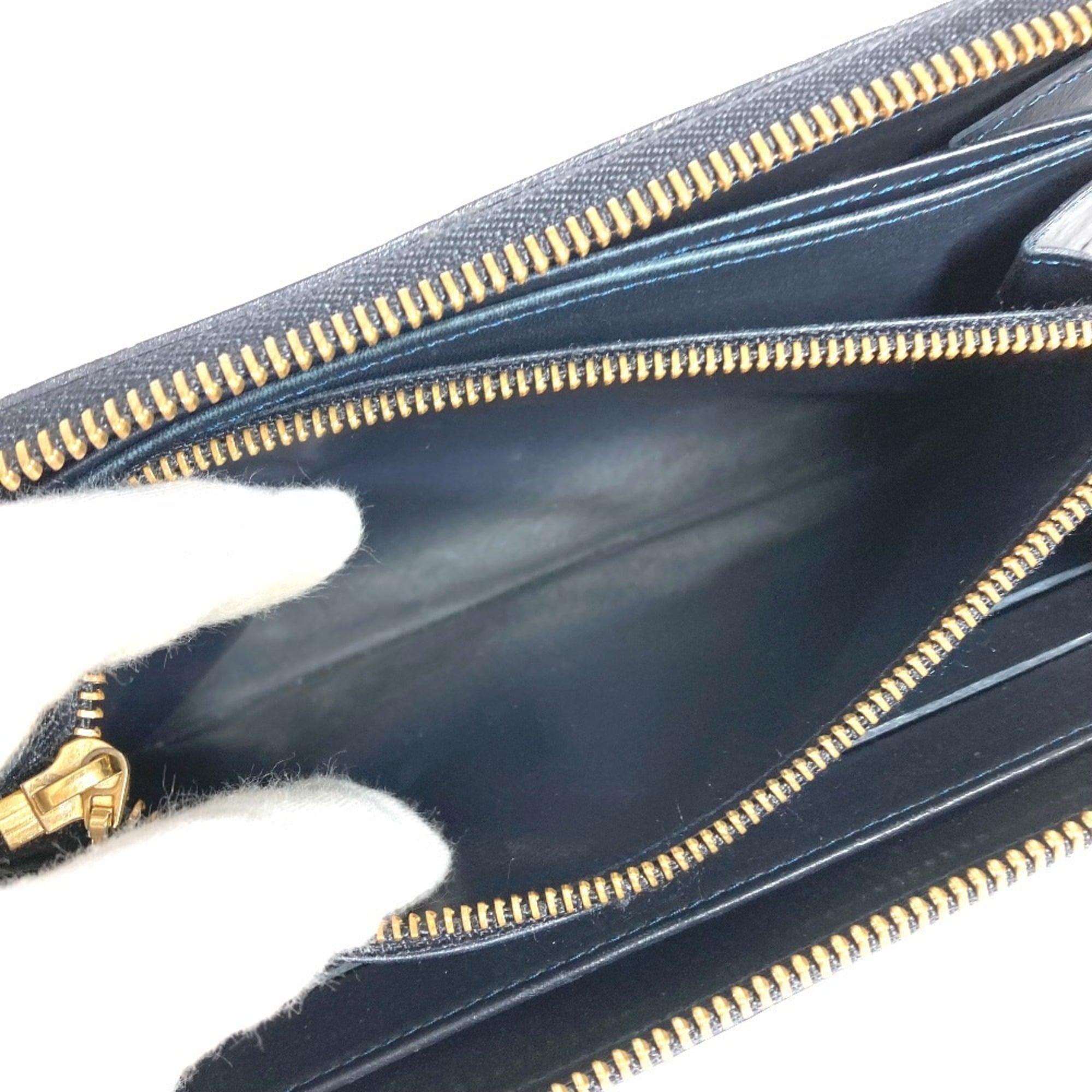 Louis Vuitton Black Green Patent Leather Long Wallet (Bi-Fold) (Pre-Owned)
