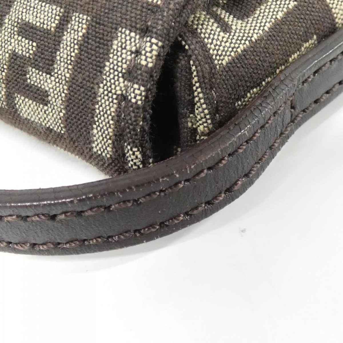 Fendi Beige Brown Canvas Shoulder Bag (Pre-Owned)