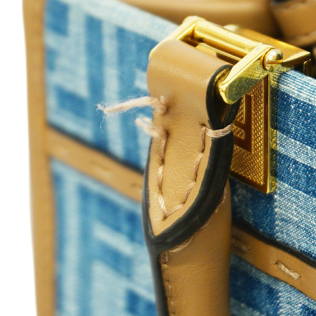 Fendi Blue Brown Denim Tote Bag (Pre-Owned)