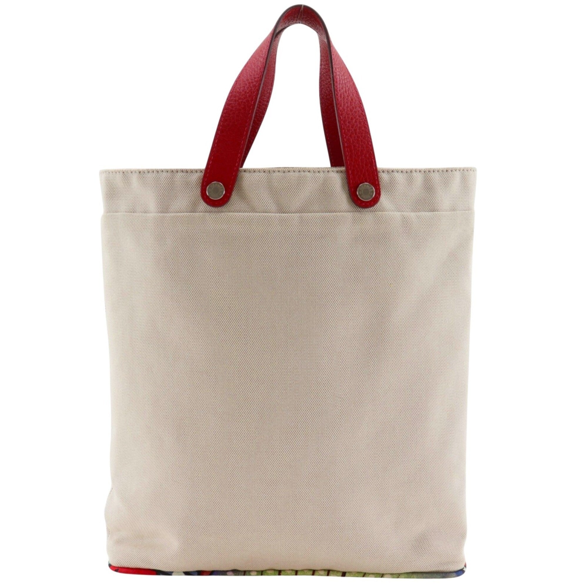 Hermes Beige Toile H Silk Handbag Tote Bag (Pre-Owned)